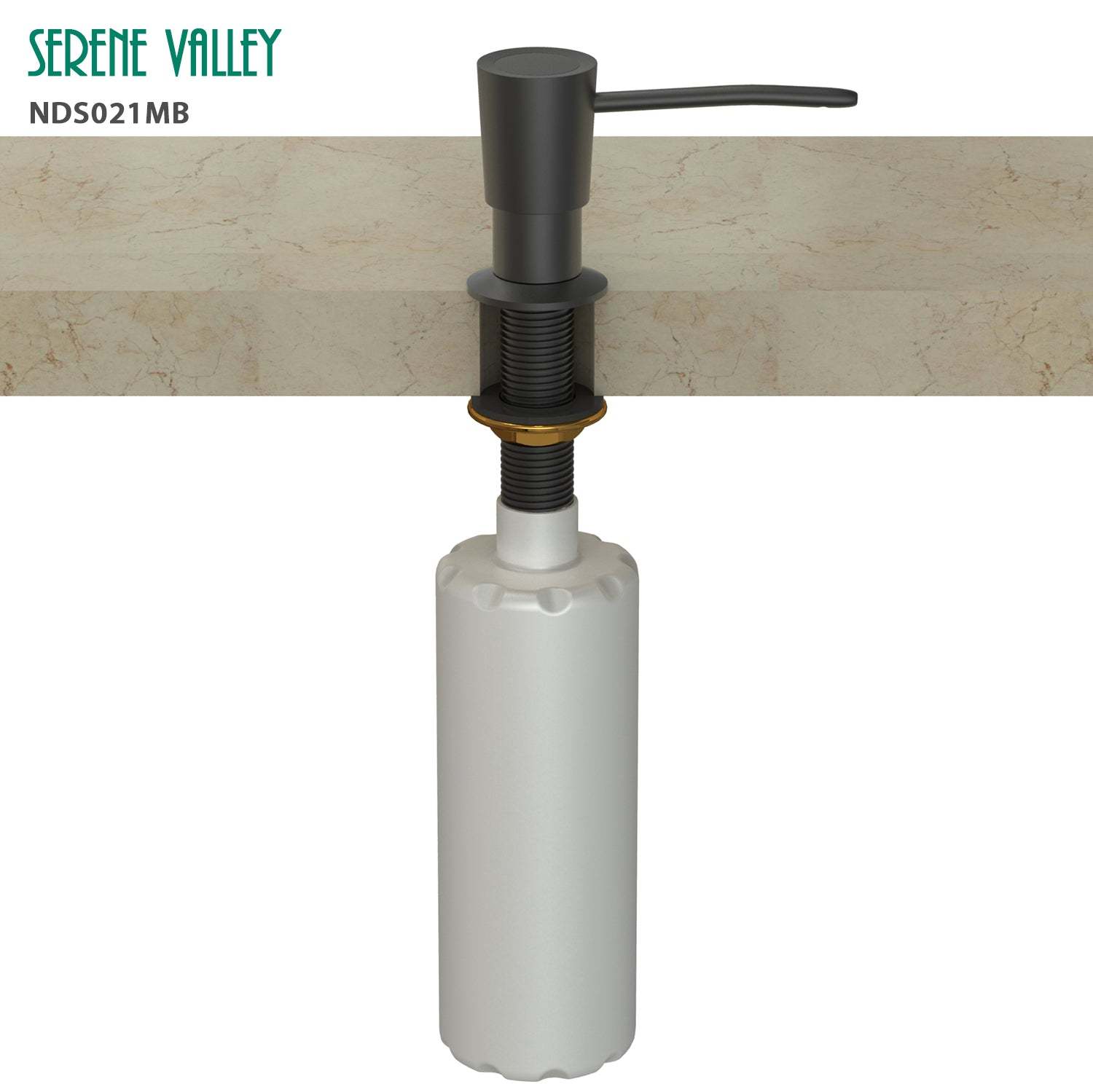 Kitchen Soap Dispenser NDS021MB, Solid Brass Construction with Refill-From-Top Capacity, Super Smooth and Durable Pump with Built-in Bottle-Serene Valley