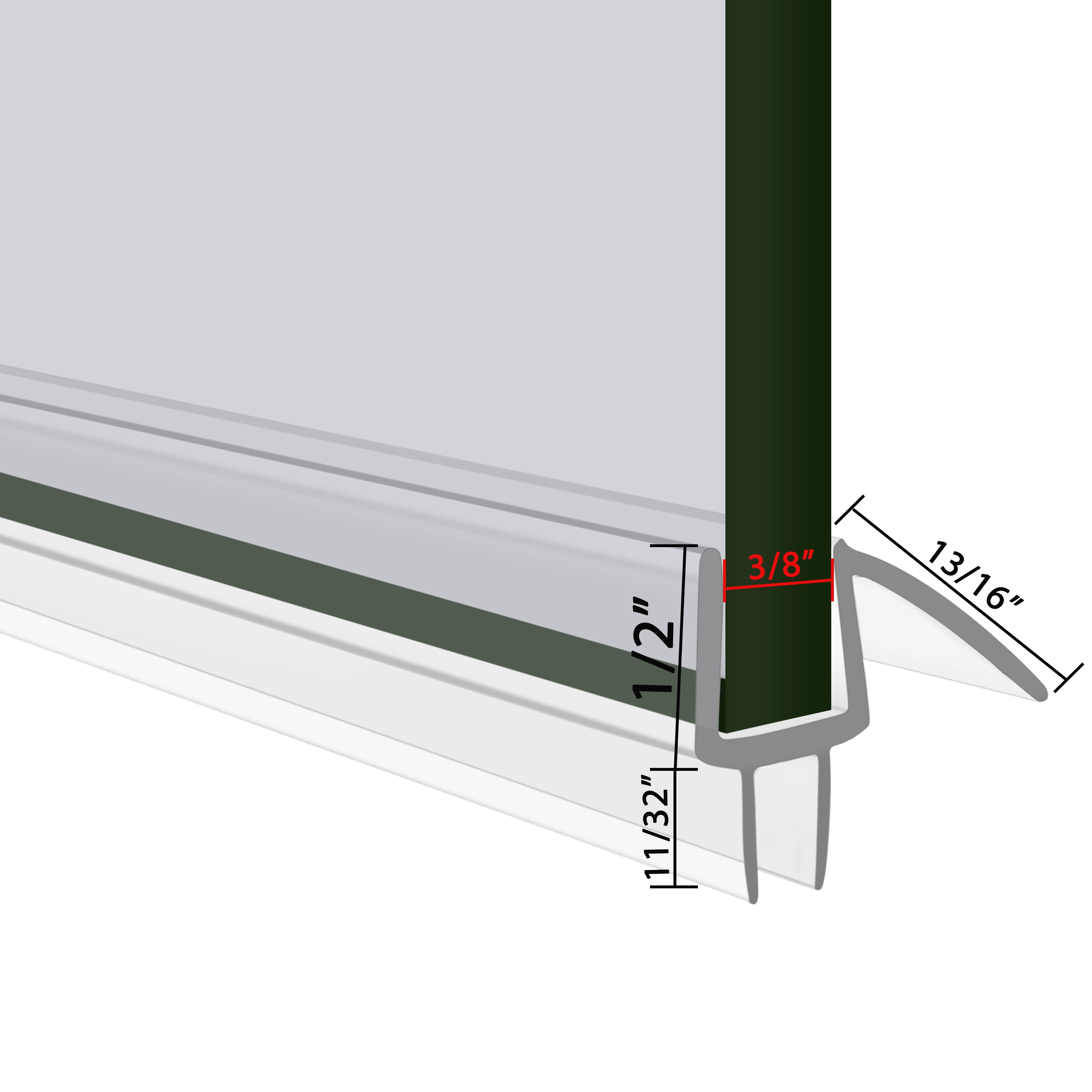 Frameless Shower Door Bottom Seal Strip for 3/8" Glass, Super Clear and Strong Material for Water Blocking - 39" Strip - 2pcs in one Pack SDP011-Serene Valley