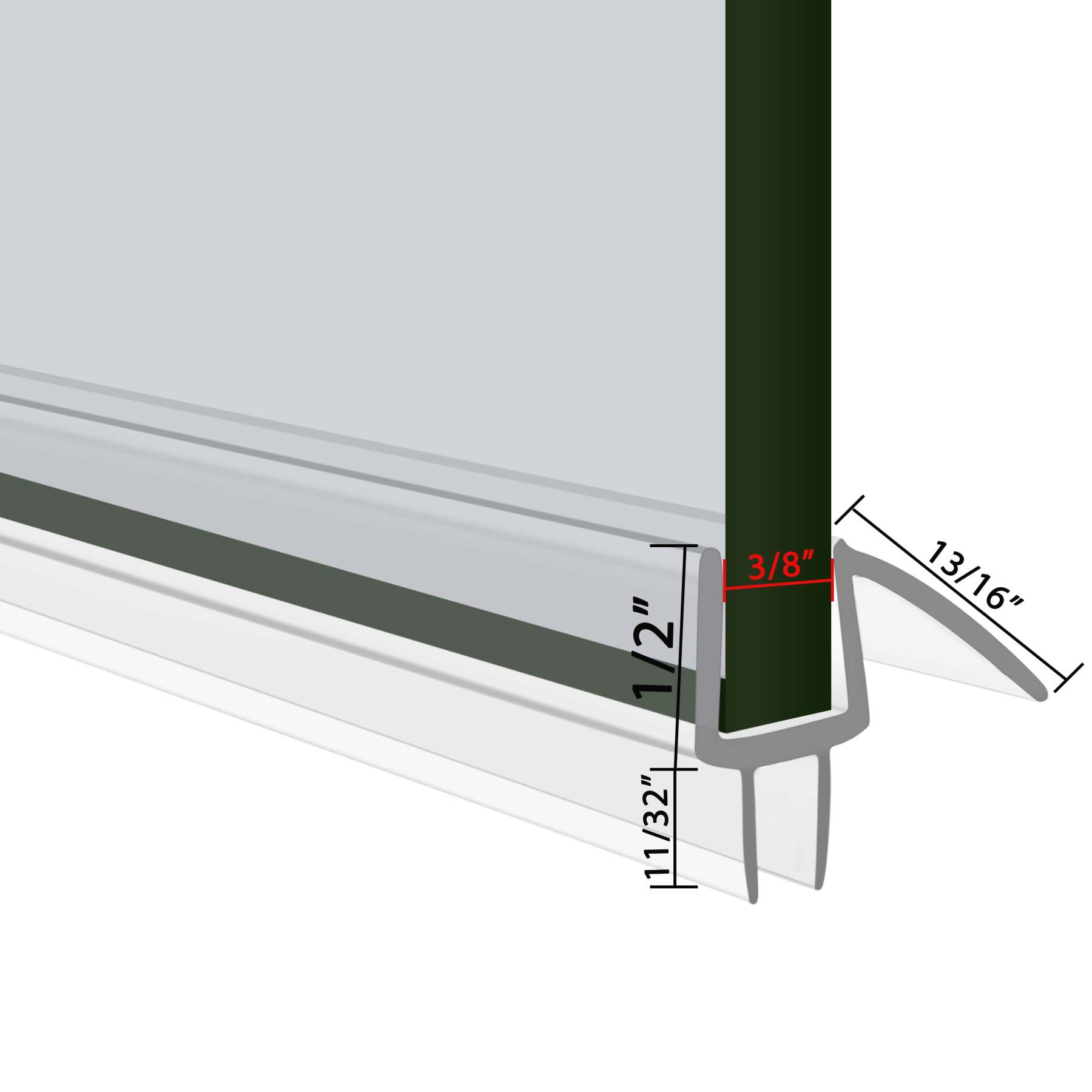 Frameless Shower Door Bottom Seal Strip for 3/8" Glass, Super Clear and Strong Material for Water Blocking - 39" Strip - 2pcs in one Pack SDP011-Serene Valley