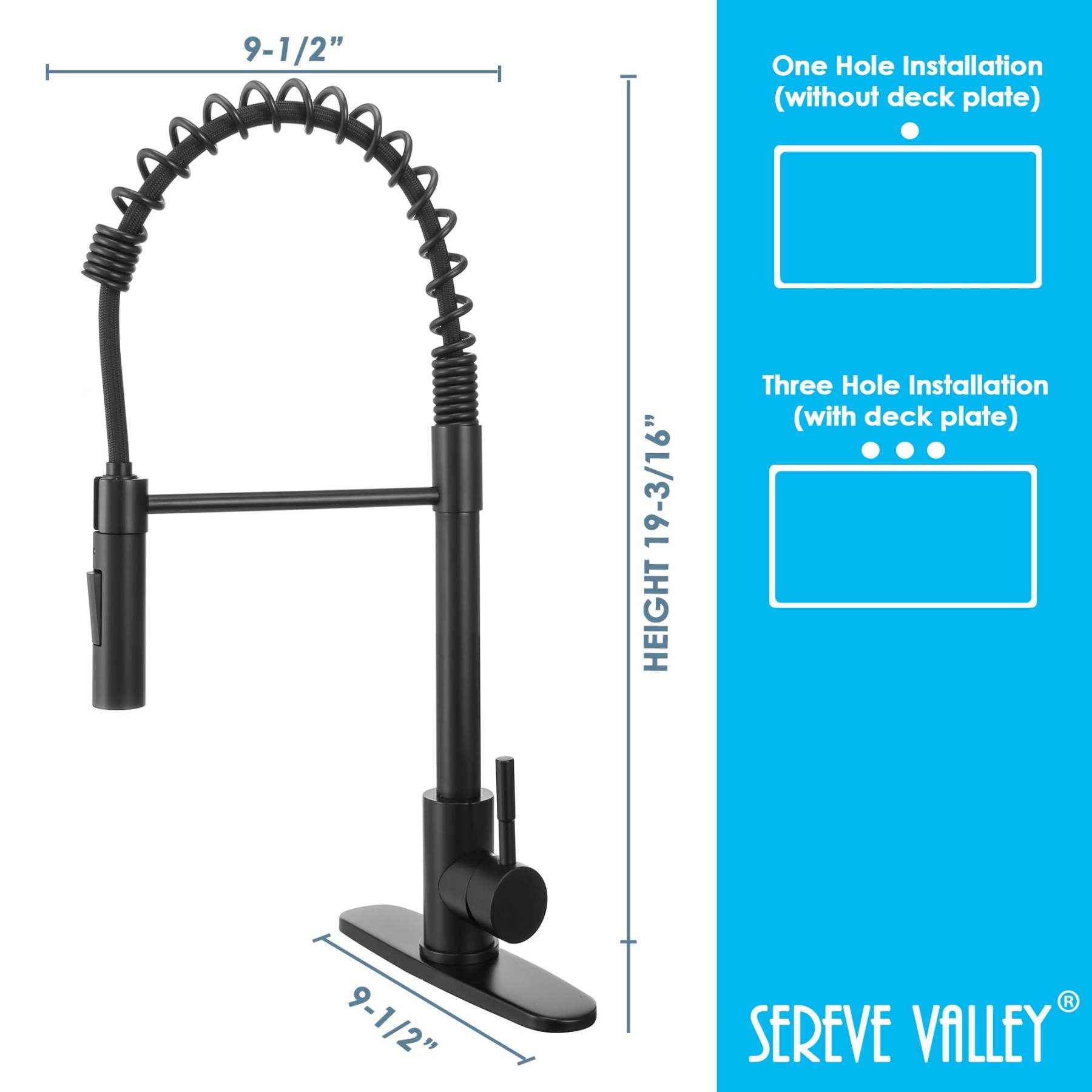 Pull-Out Sprayer Kitchen Faucet SNK310MB, Single Lever Handle, Matte Black MB Finish with cUPC/NSF/CEC Compliant Quality-Serene Valley