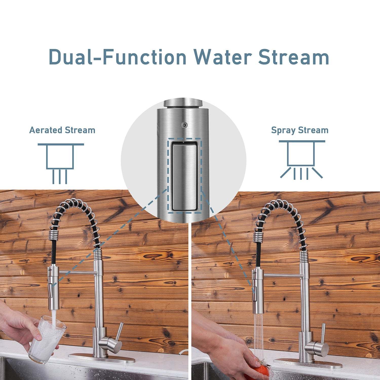 Pull-Out Sprayer Kitchen Faucet SNK310ST, Single Lever Handle, Stainless Steel ST Finish with cUPC/NSF/CEC Compliant Quality-Serene Valley