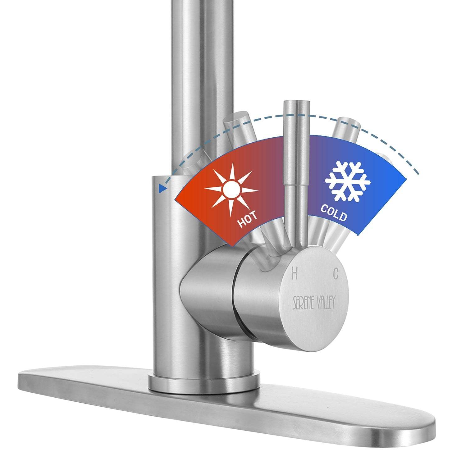 Pull-Out Sprayer Kitchen Faucet SNK310ST, Single Lever Handle, Stainless Steel ST Finish with cUPC/NSF/CEC Compliant Quality-Serene Valley