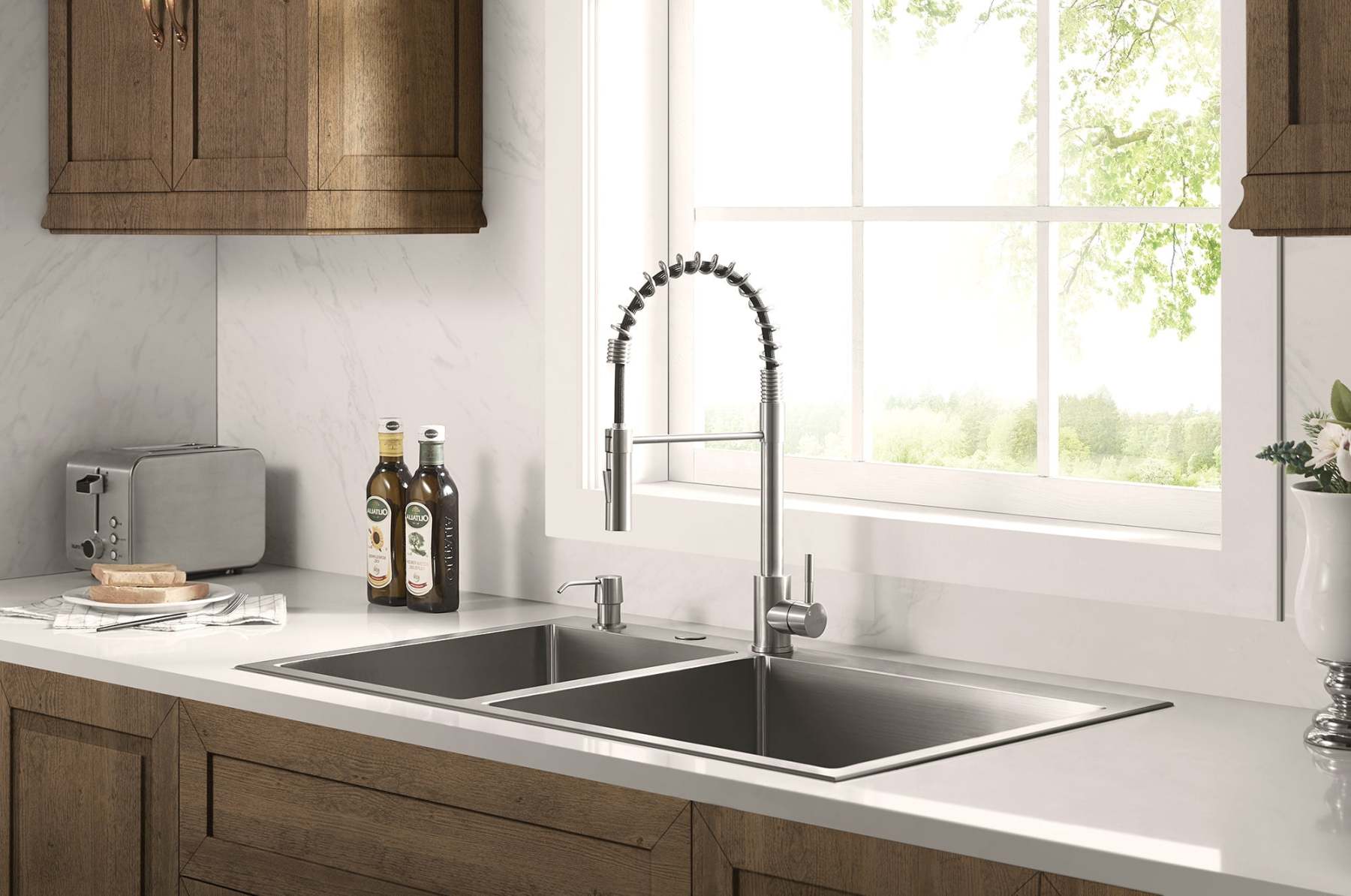 Pull-Out Sprayer Kitchen Faucet SNK310ST, Single Lever Handle, Stainless Steel ST Finish with cUPC/NSF/CEC Compliant Quality-Serene Valley