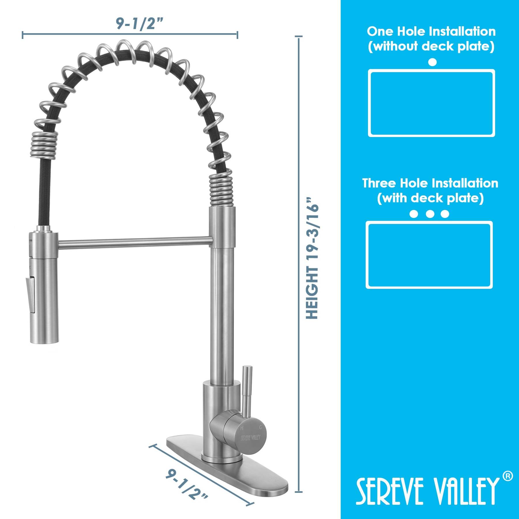 Pull-Out Sprayer Kitchen Faucet SNK310ST, Single Lever Handle, Stainless Steel ST Finish with cUPC/NSF/CEC Compliant Quality-Serene Valley