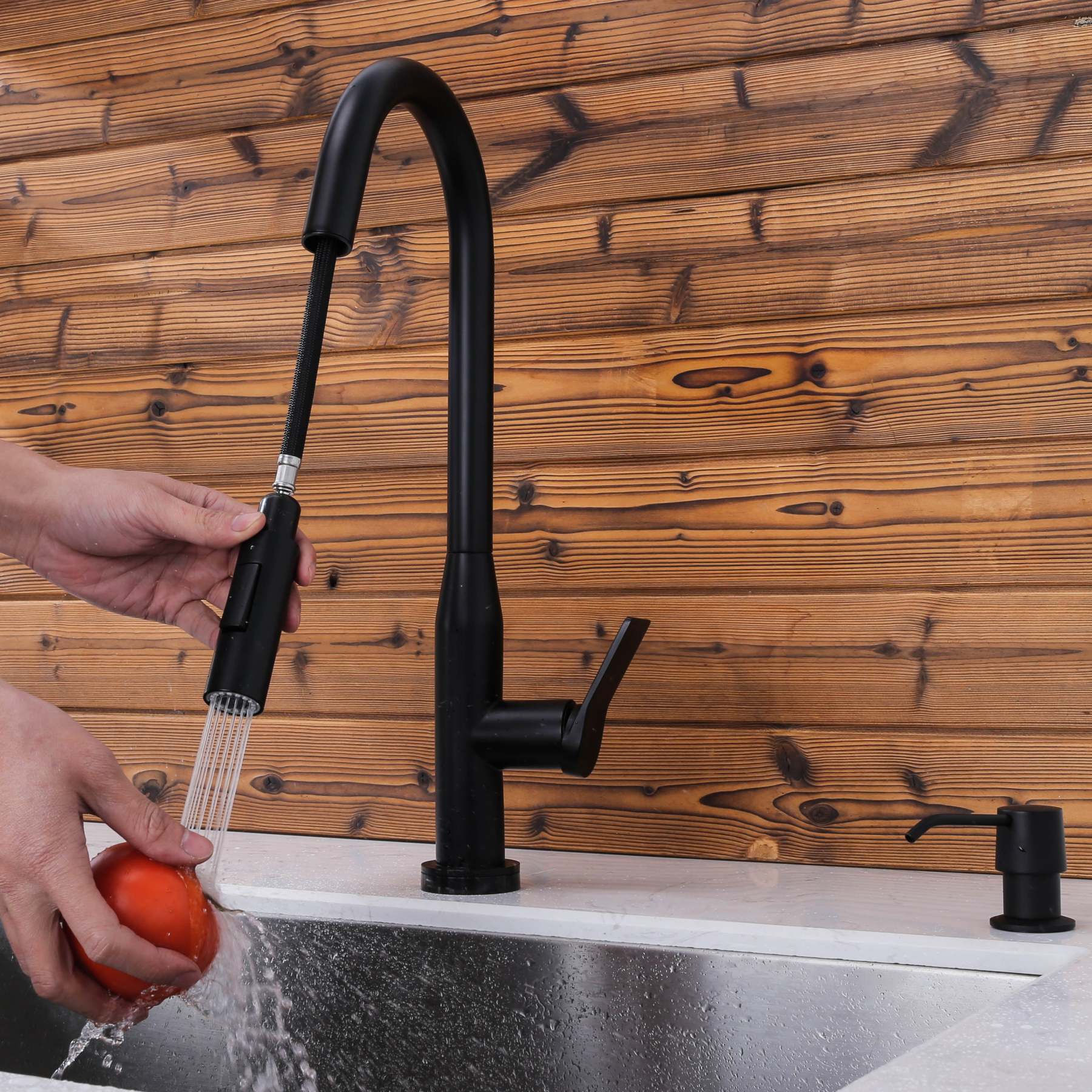 Sereve Valley Touch Sensor with Pull-Down Sprayer Kitchen Faucet STK210MB, Single Lever Handle with Deck Plate, Matte Black MB Finish-Serene Valley