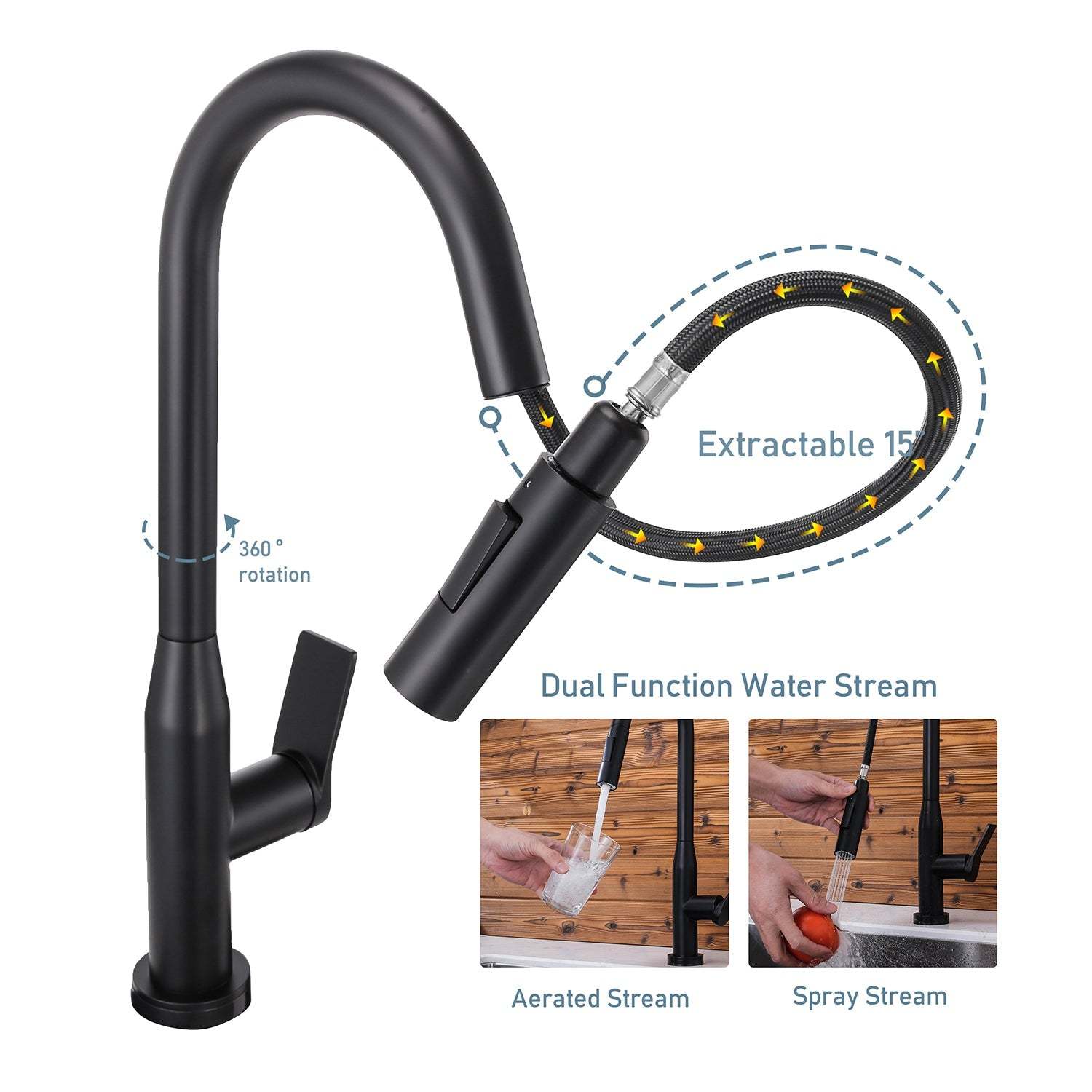 Sereve Valley Touch Sensor with Pull-Down Sprayer Kitchen Faucet STK210MB, Single Lever Handle with Deck Plate, Matte Black MB Finish-Serene Valley
