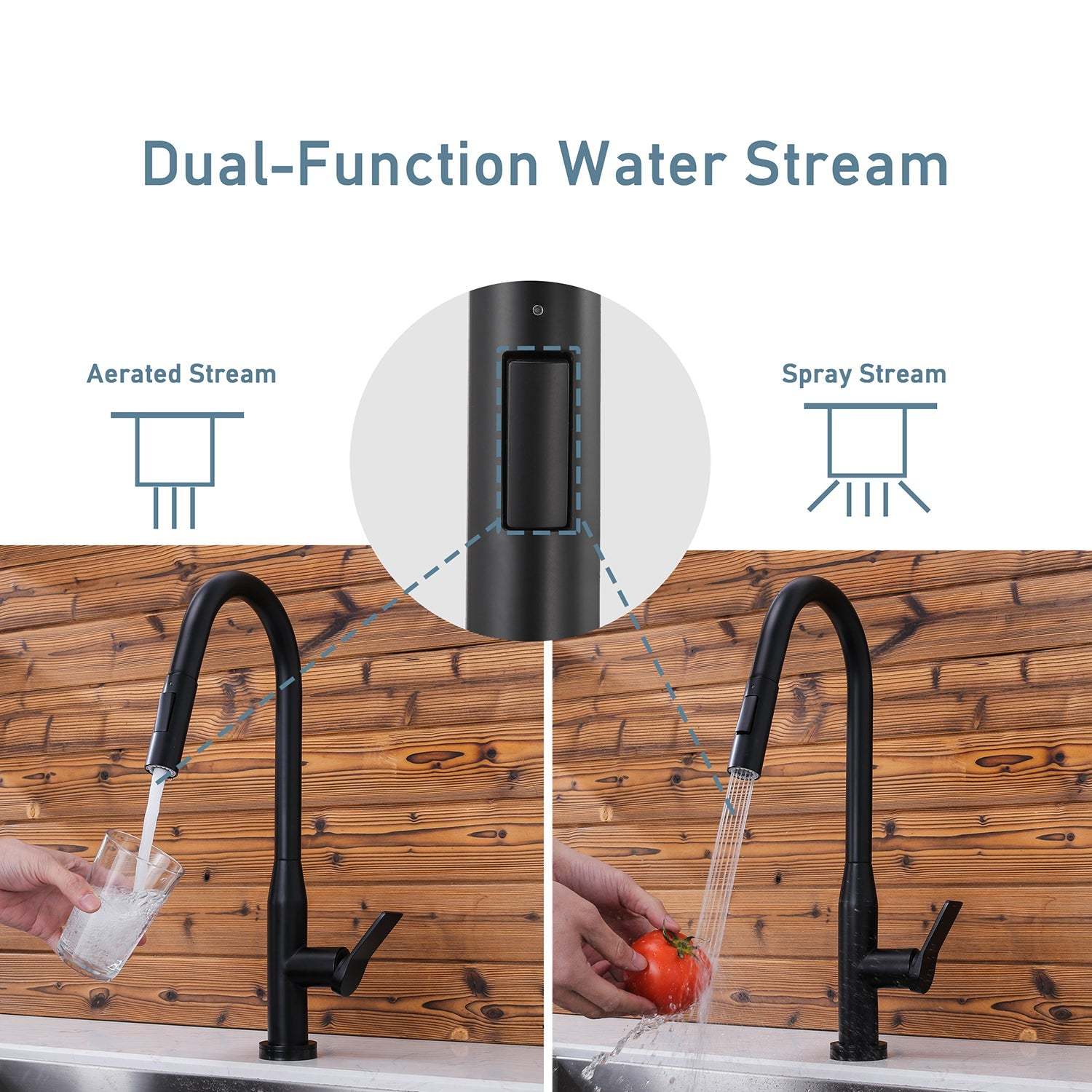 Sereve Valley Touch Sensor with Pull-Down Sprayer Kitchen Faucet STK210MB, Single Lever Handle with Deck Plate, Matte Black MB Finish-Serene Valley