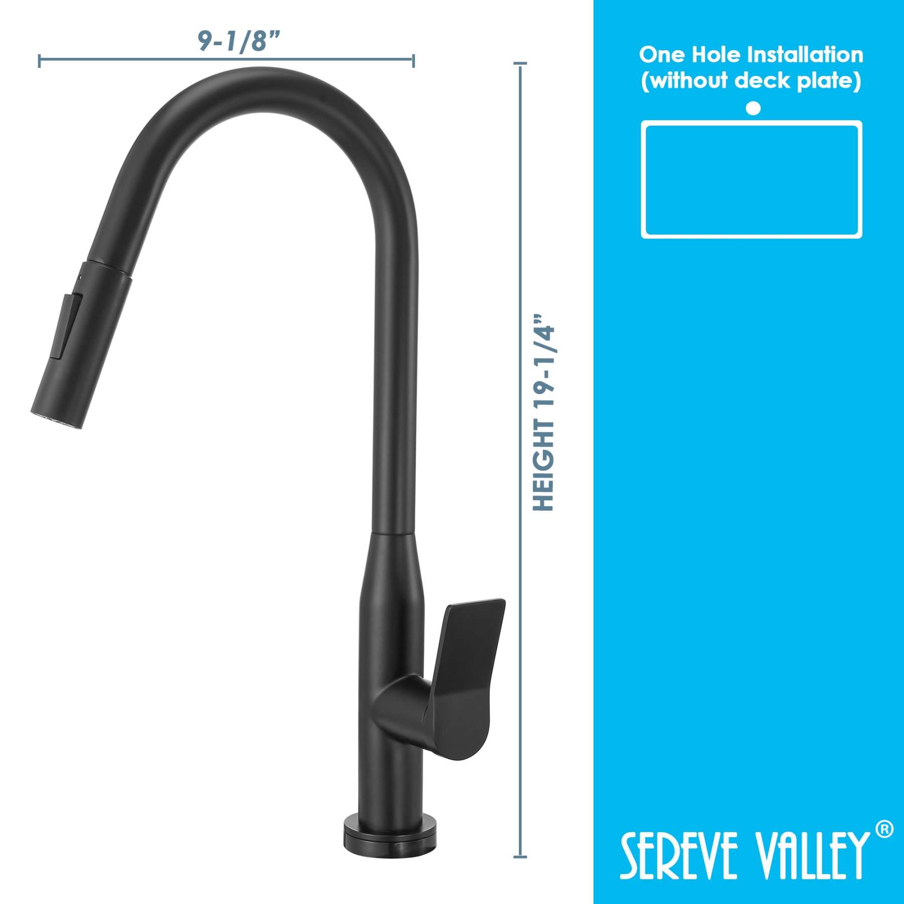 Sereve Valley Touch Sensor with Pull-Down Sprayer Kitchen Faucet STK210MB, Single Lever Handle with Deck Plate, Matte Black MB Finish-Serene Valley