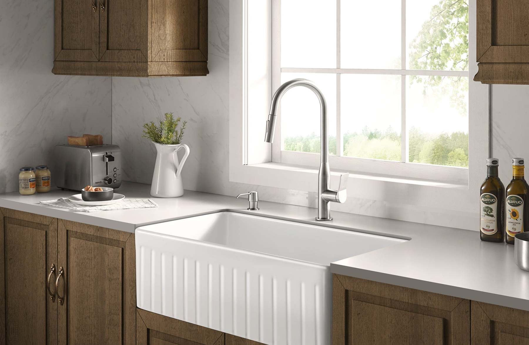 Serene Valley Rowland Touch Sensor with Pull-Down Sprayer Kitchen Faucet, Single Lever Handle with Deck Plate, Stainless Steel Finish STK210ST-Serene Valley