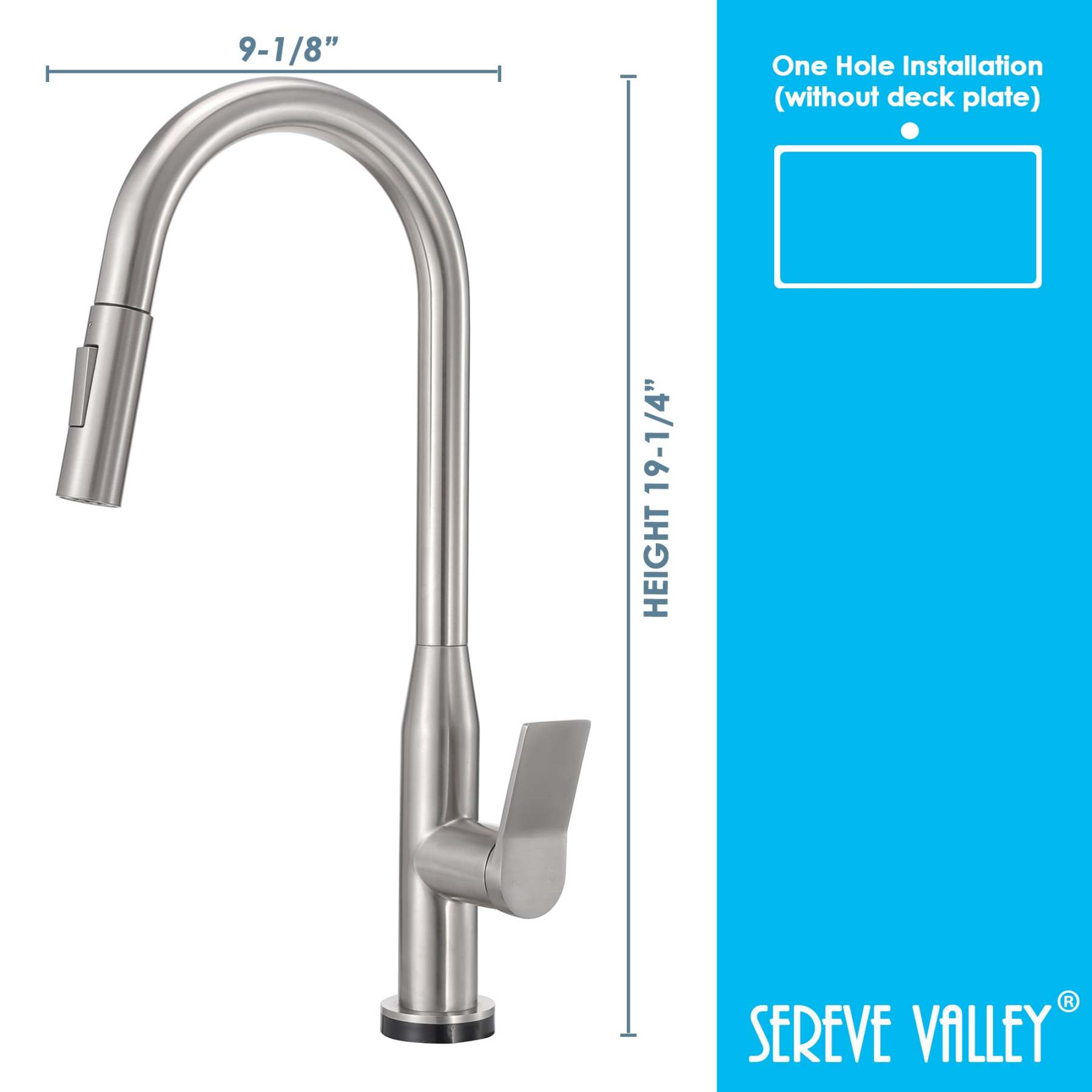 Serene Valley Rowland Touch Sensor with Pull-Down Sprayer Kitchen Faucet, Single Lever Handle with Deck Plate, Stainless Steel Finish STK210ST-Serene Valley