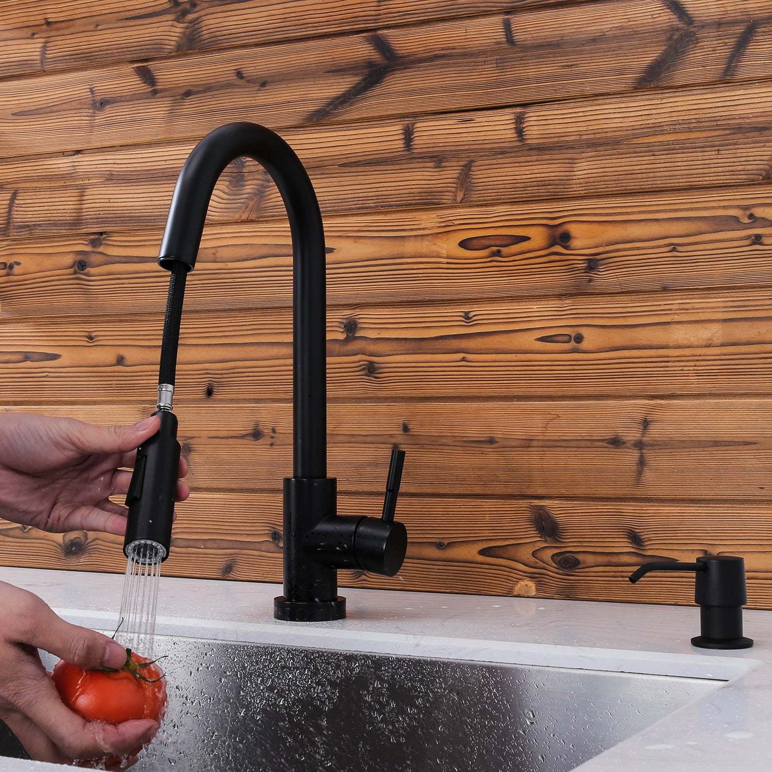 Touch Sensor with Pull-Down Sprayer Kitchen Faucet STK211MB, Single Lever Handle with Deck Plate, Matte Black MB Finish-Serene Valley