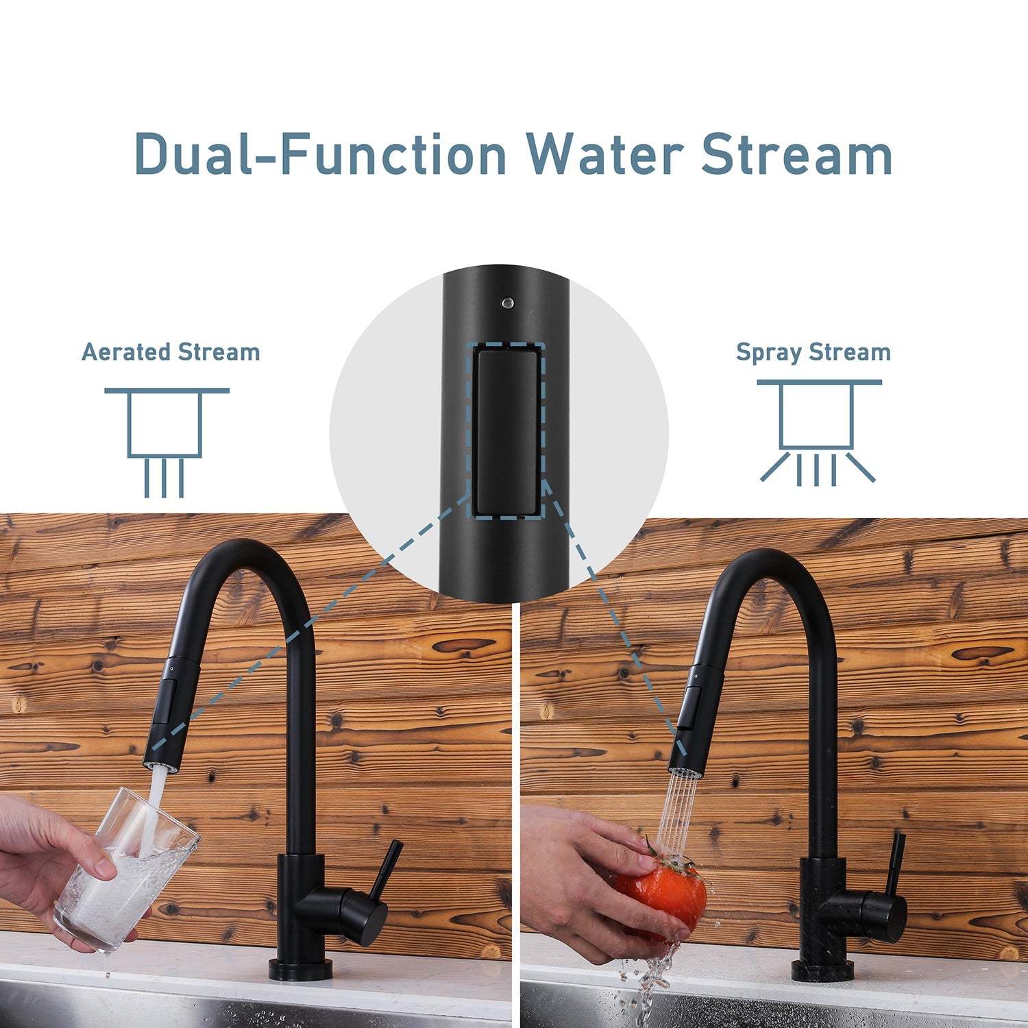 Touch Sensor with Pull-Down Sprayer Kitchen Faucet STK211MB, Single Lever Handle with Deck Plate, Matte Black MB Finish-Serene Valley