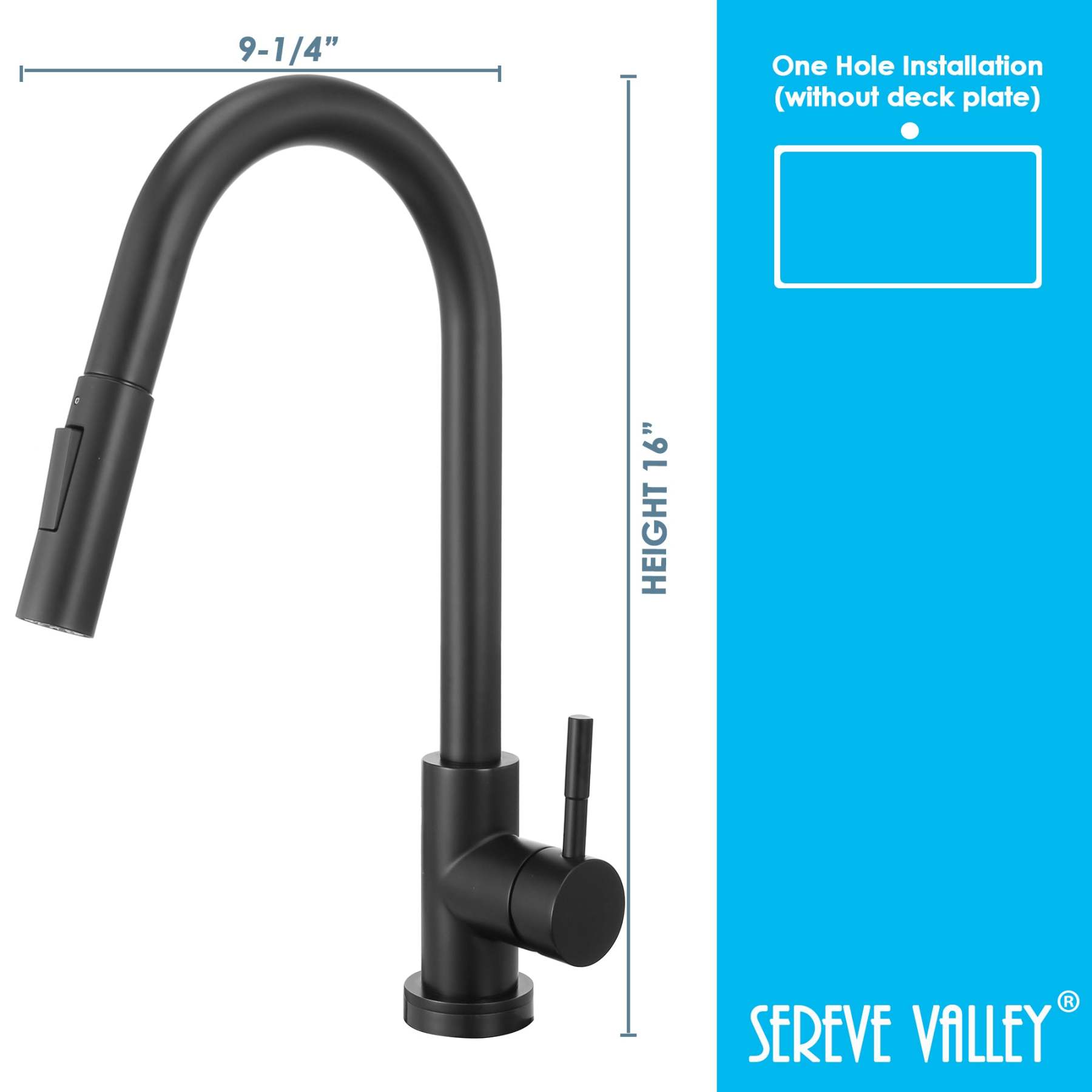 Touch Sensor with Pull-Down Sprayer Kitchen Faucet STK211MB, Single Lever Handle with Deck Plate, Matte Black MB Finish-Serene Valley