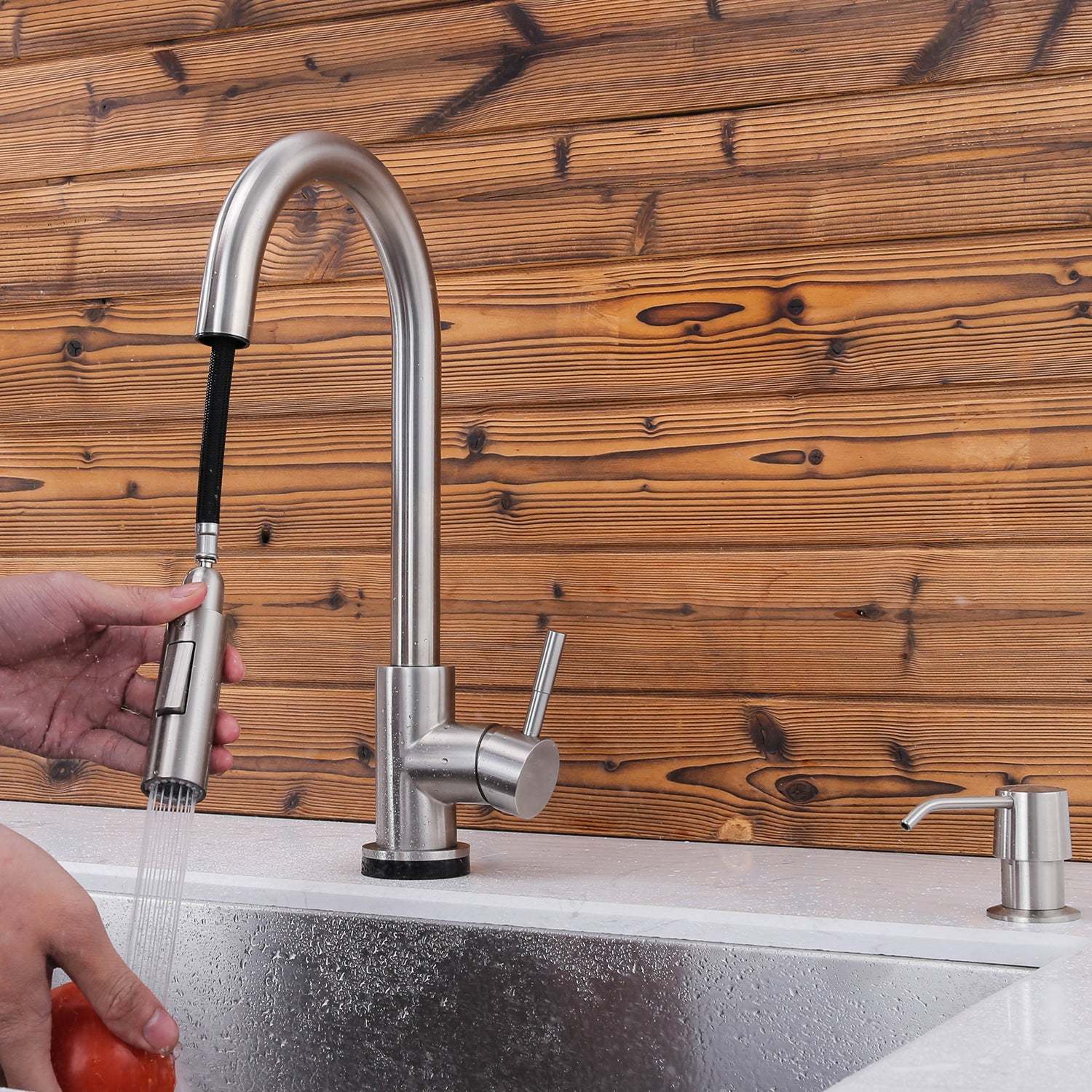 Touch Sensor with Pull-Down Sprayer Kitchen Faucet STK211ST, Single Lever Handle with Deck Plate, Stainless Steel ST Finish-Serene Valley