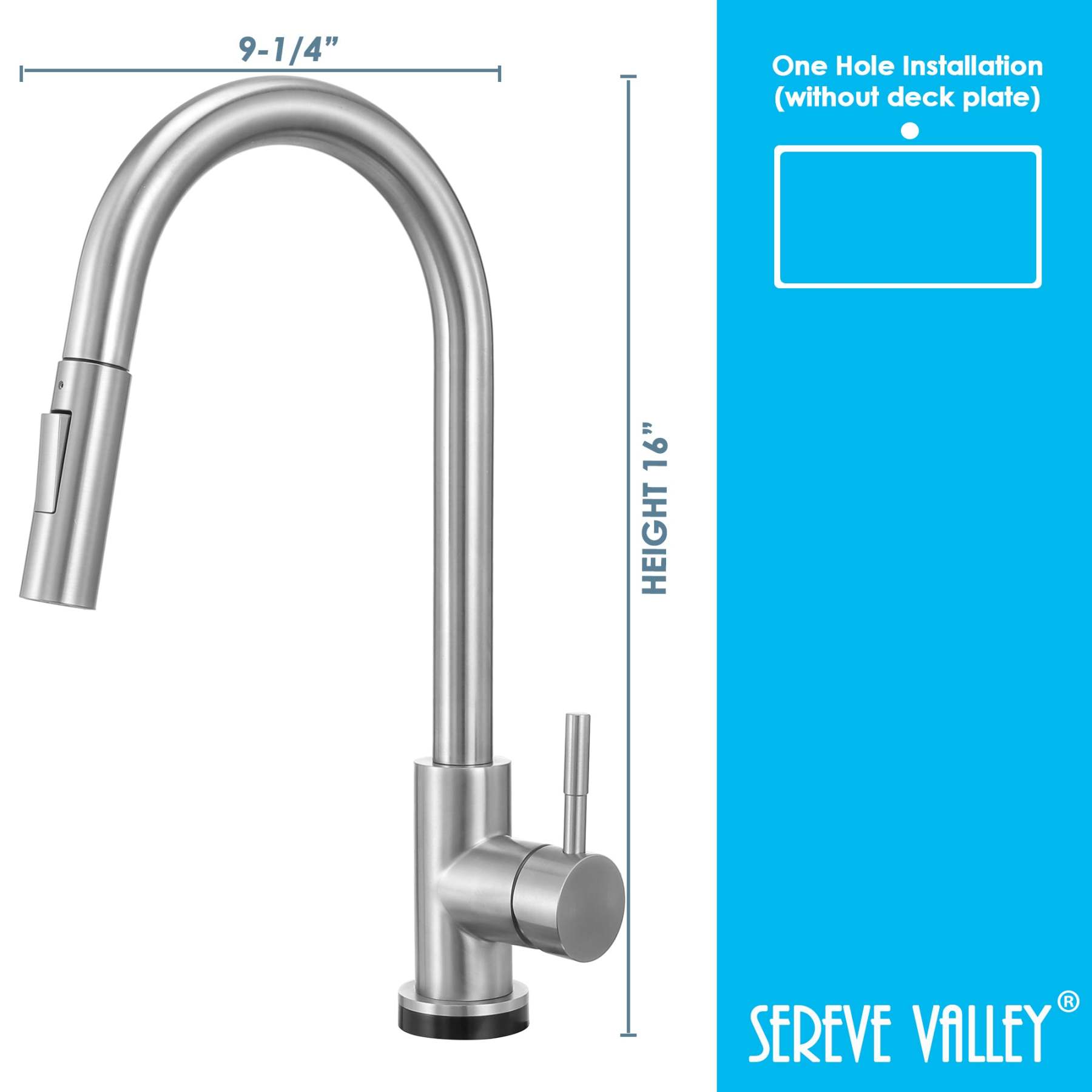 Touch Sensor with Pull-Down Sprayer Kitchen Faucet STK211ST, Single Lever Handle with Deck Plate, Stainless Steel ST Finish-Serene Valley