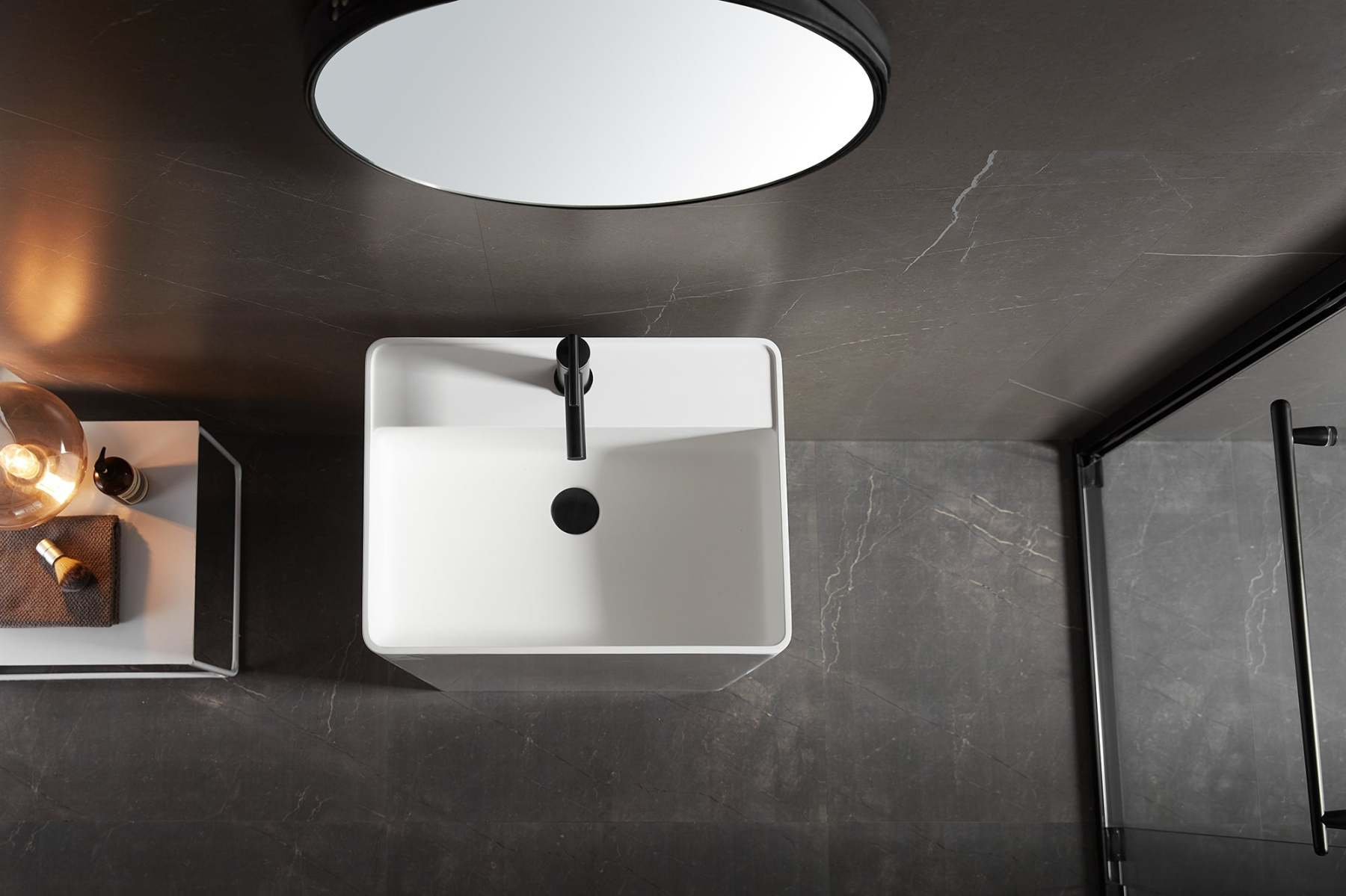 Bathroom Pedestal Sink, Solid Surface Material, Free-Standing Install, 21.5X16.5" with Single Faucet Hole in Matte White， SV-PSF2217-Serene Valley