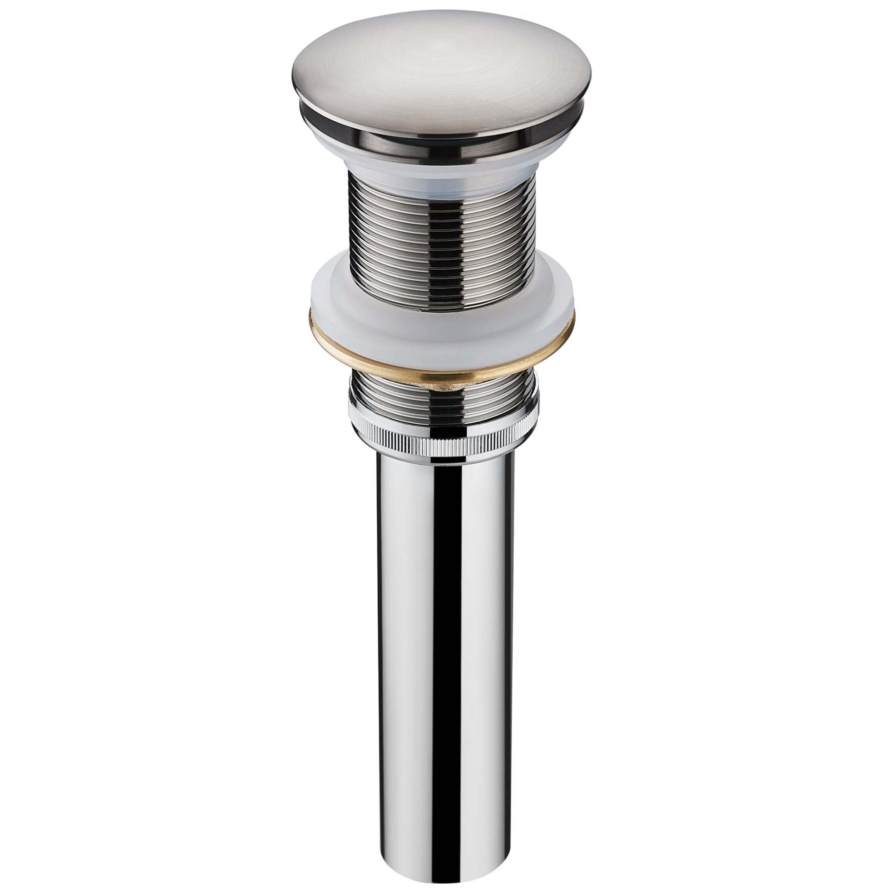 Sereve Valley Bathroom Sink Pop-Up Drain, Brass Material with Mounting Ring, No Overflow, Stainless Steel Finish, SVD200ST-Serene Valley