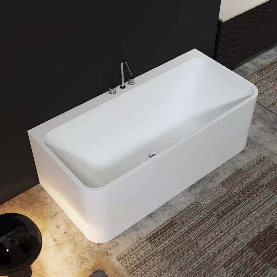 Serene Valley Freestanding Bathtub SVFBT8004-6732, Made of Pure Solid Surface Material with Drain, 67" L x 31.5" W Matte White, Hand Polished and Easy Maintenace-Serene Valley
