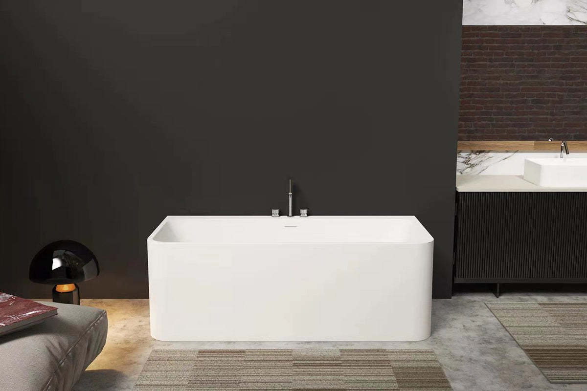Serene Valley Freestanding Bathtub SVFBT8004-6732, Made of Pure Solid Surface Material with Drain, 67" L x 31.5" W Matte White, Hand Polished and Easy Maintenace-Serene Valley