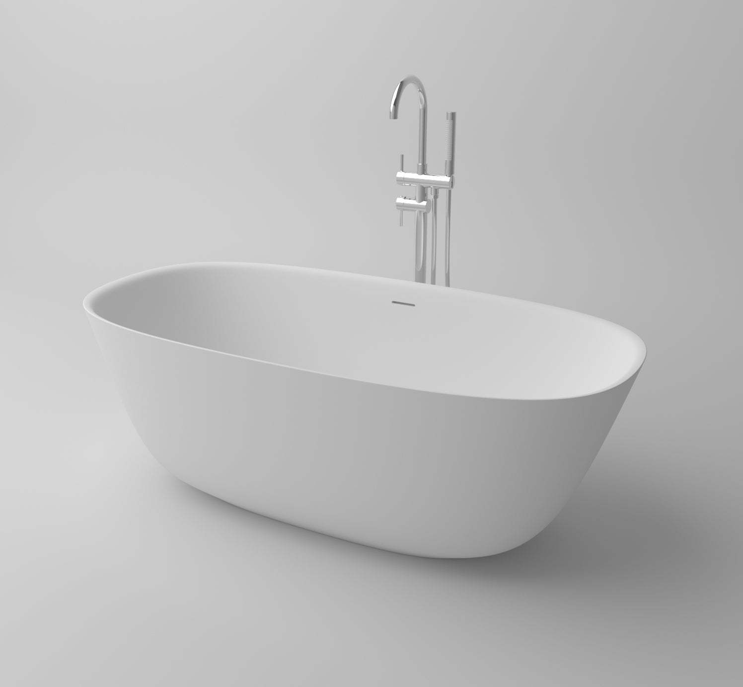 Serene Valley Freestanding Bathtub SVFBT8005-6734, Made of Pure Solid Surface Material with Drain, 67" L x 33.5" W Matte White, Hand Polished and Easy Maintenace-Serene Valley