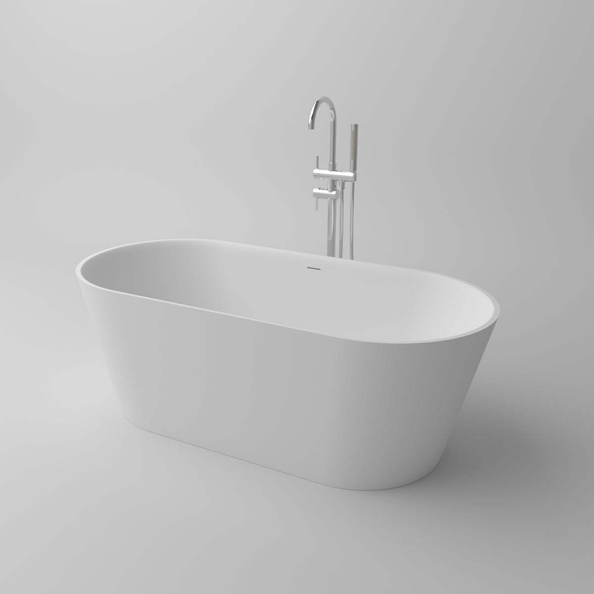 Serene Valley Freestanding Bathtub SVFBT8006-6732, Made of Pure Solid Surface Material with Drain, 67" L x 31.5" W Matte White, Hand Polished and Easy Maintenace-Serene Valley