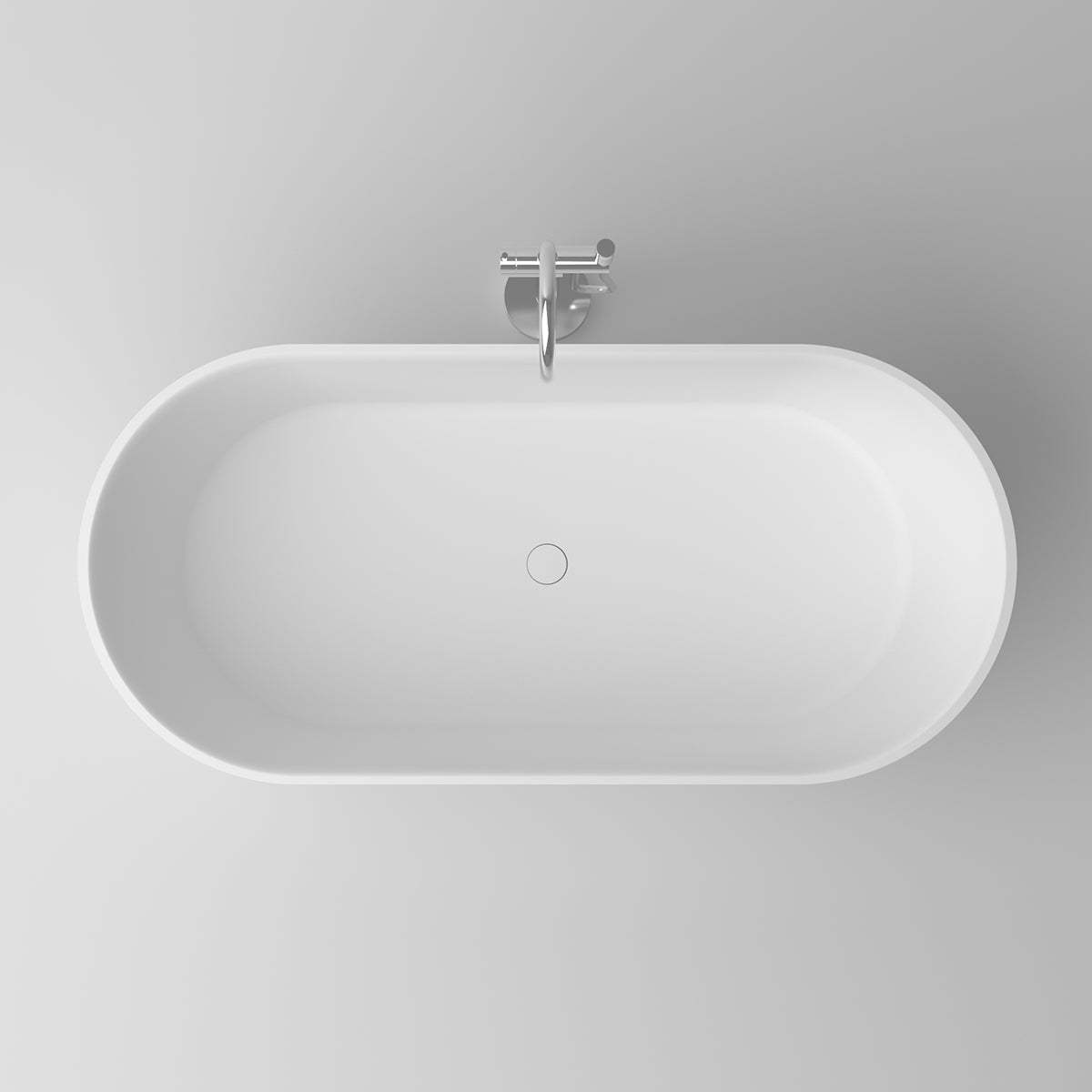 Serene Valley Freestanding Bathtub SVFBT8006-6732, Made of Pure Solid Surface Material with Drain, 67" L x 31.5" W Matte White, Hand Polished and Easy Maintenace-Serene Valley