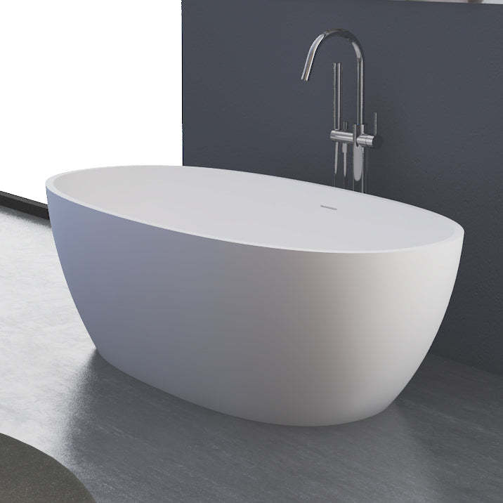 Serene Valley Freestanding Bathtub SVFBT8002-6331, Made of Pure Solid Surface Material with Drain, 63" L x 30.7" W Matte White, Hand Polished and Easy Maintenace-Serene Valley