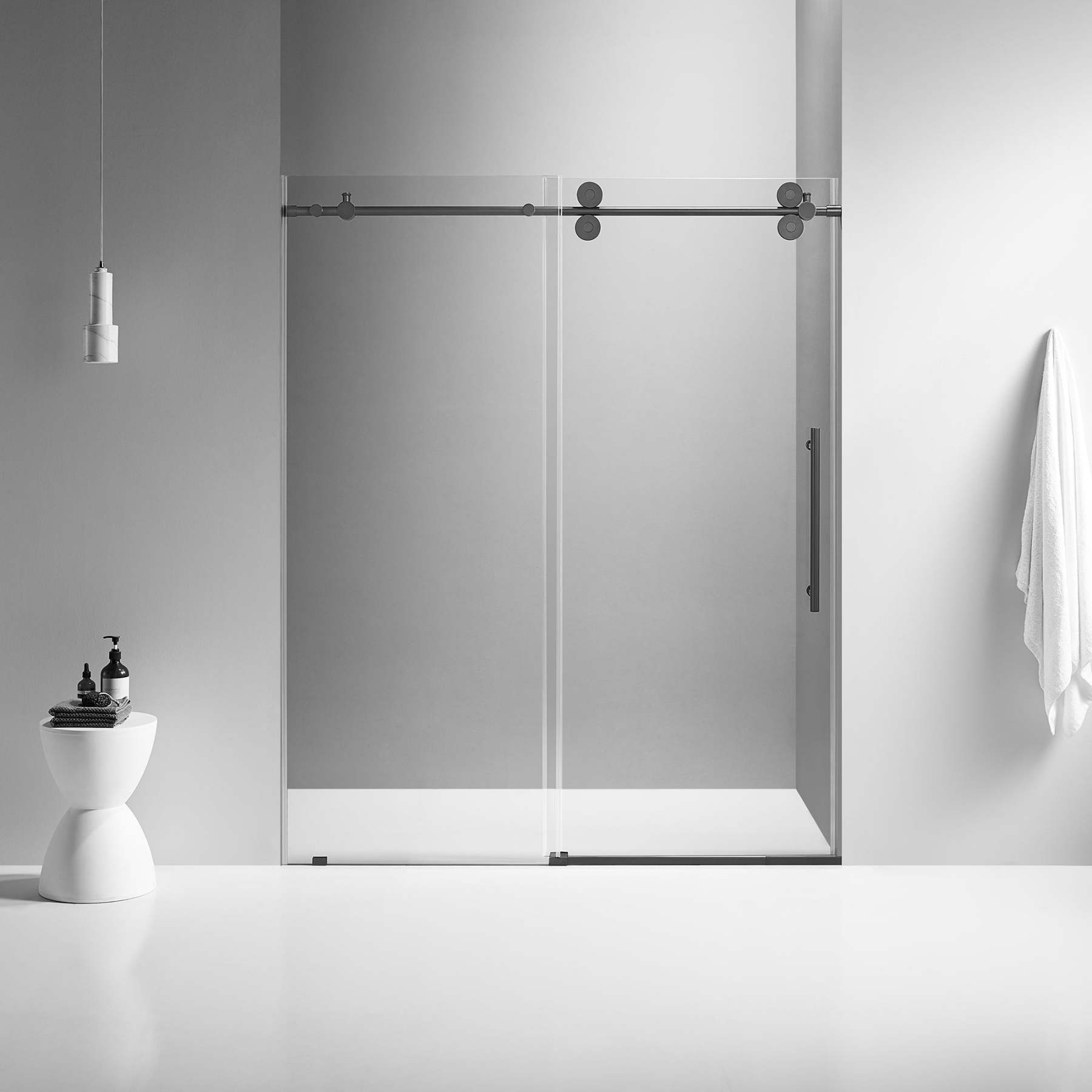 Serene Valley SVSD5001-4874MB Big Roller Frameless Sliding Shower Door - Superclear 3/8" Tempered Glass - 304 Stainless Steel Hardware in Matte Black 44"- 48"W x 74"H-Serene Valley