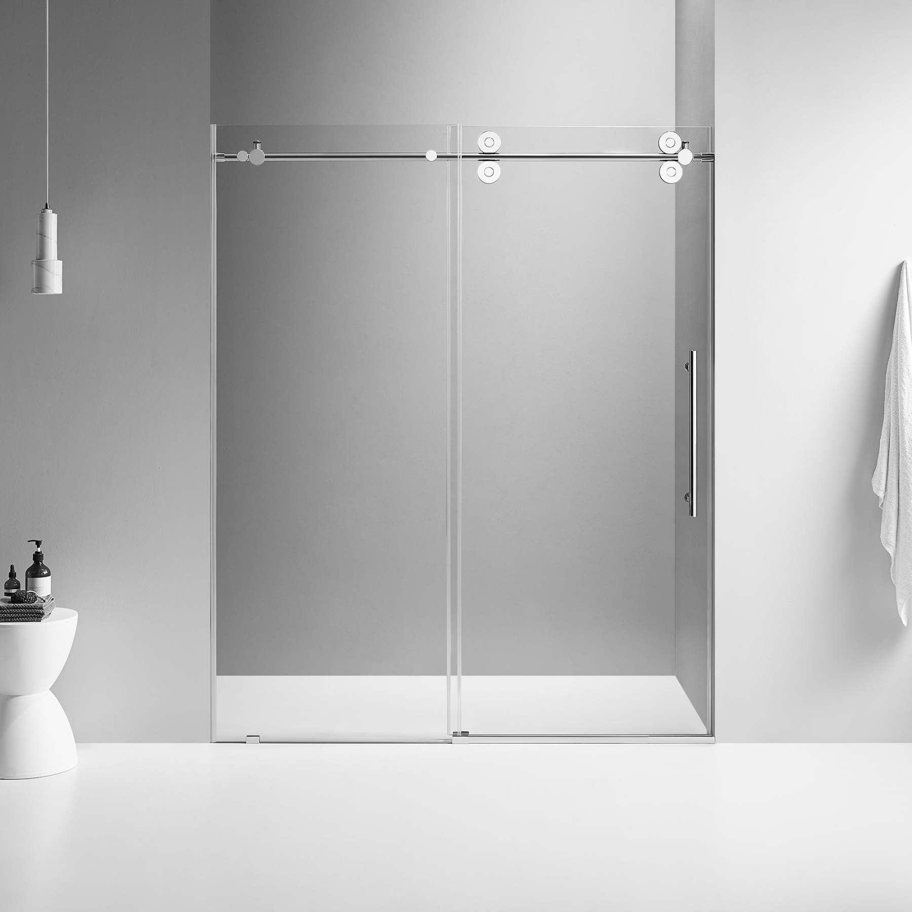 Serene Valley SVSD5001-7274CH Big Roller Frameless Sliding Shower Door - Superclear 3/8" Tempered Glass - 304 Stainless Steel Hardware in Chrome 68"- 72"W x 74"H-Serene Valley