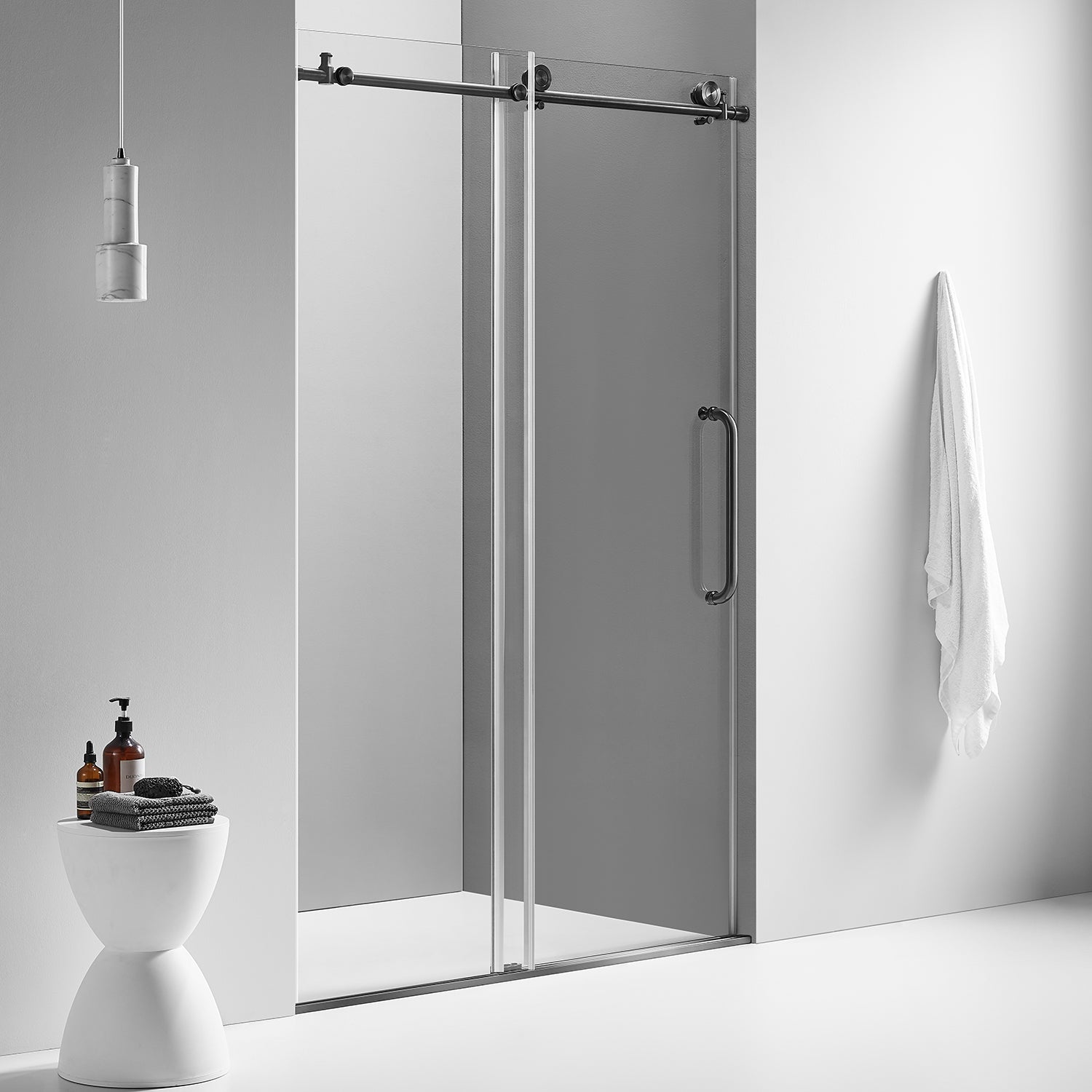 Serene Valley SVSD5002-7276MB Big Roller Frameless Sliding Shower Door - Superclear 3/8" Tempered Glass - 304 Stainless Steel Hardware in Matte Black 68"- 72"W x 76"H-Serene Valley