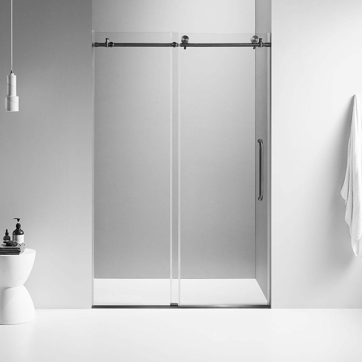 Serene Valley SVSD5002-5676MB Big Roller Frameless Sliding Shower Door - Superclear 3/8" Tempered Glass - 304 Stainless Steel Hardware in Matte Black 52"- 56"W x 76"H-Serene Valley