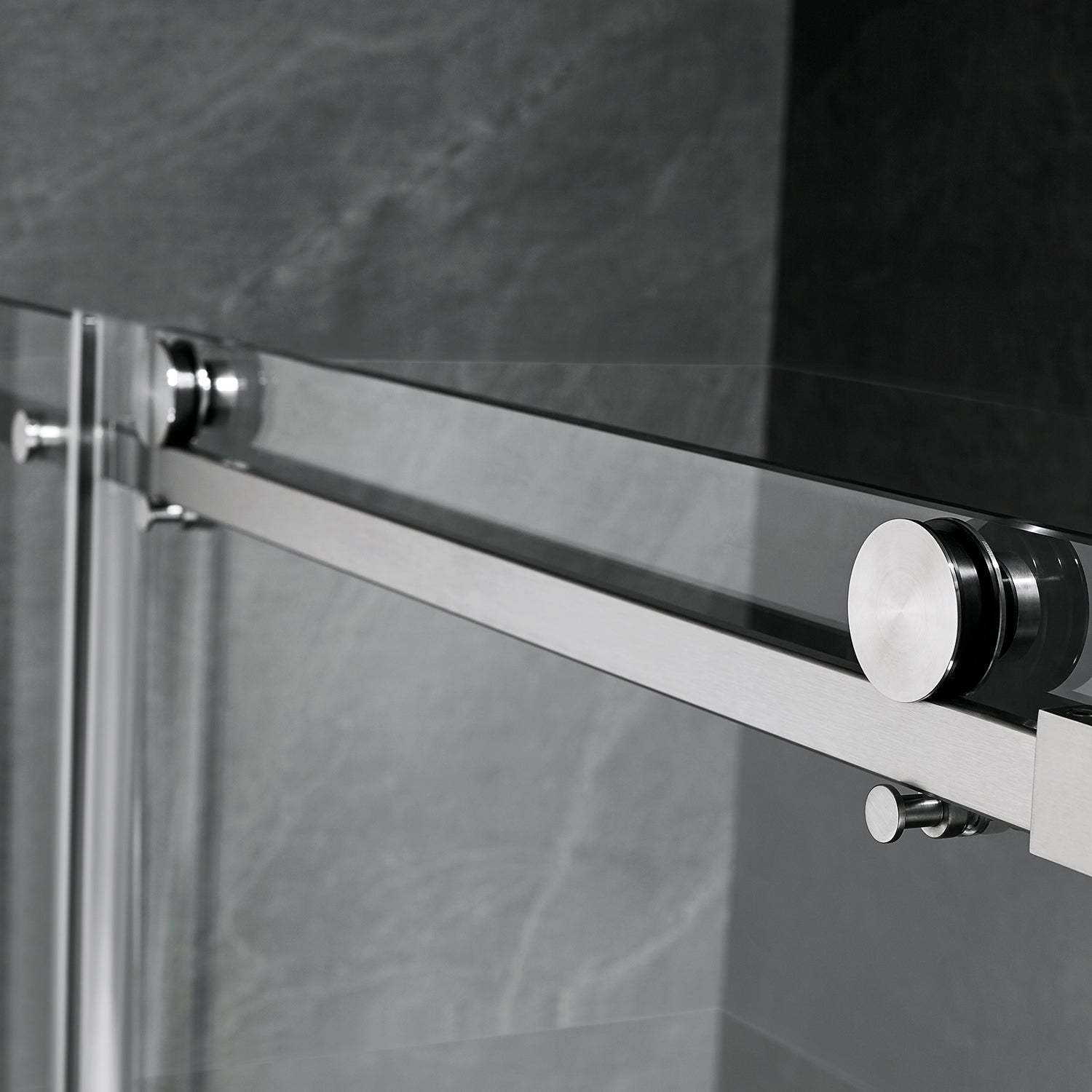 Serene Valley Square Rail Frameless Sliding Shower Door SVSD5003-7274BN, Easy-Clean Coating 3/8" Tempered Glass - 304 Stainless Steel Hardware in Brushed Nickel 68"- 72"W x 74"H-Serene Valley