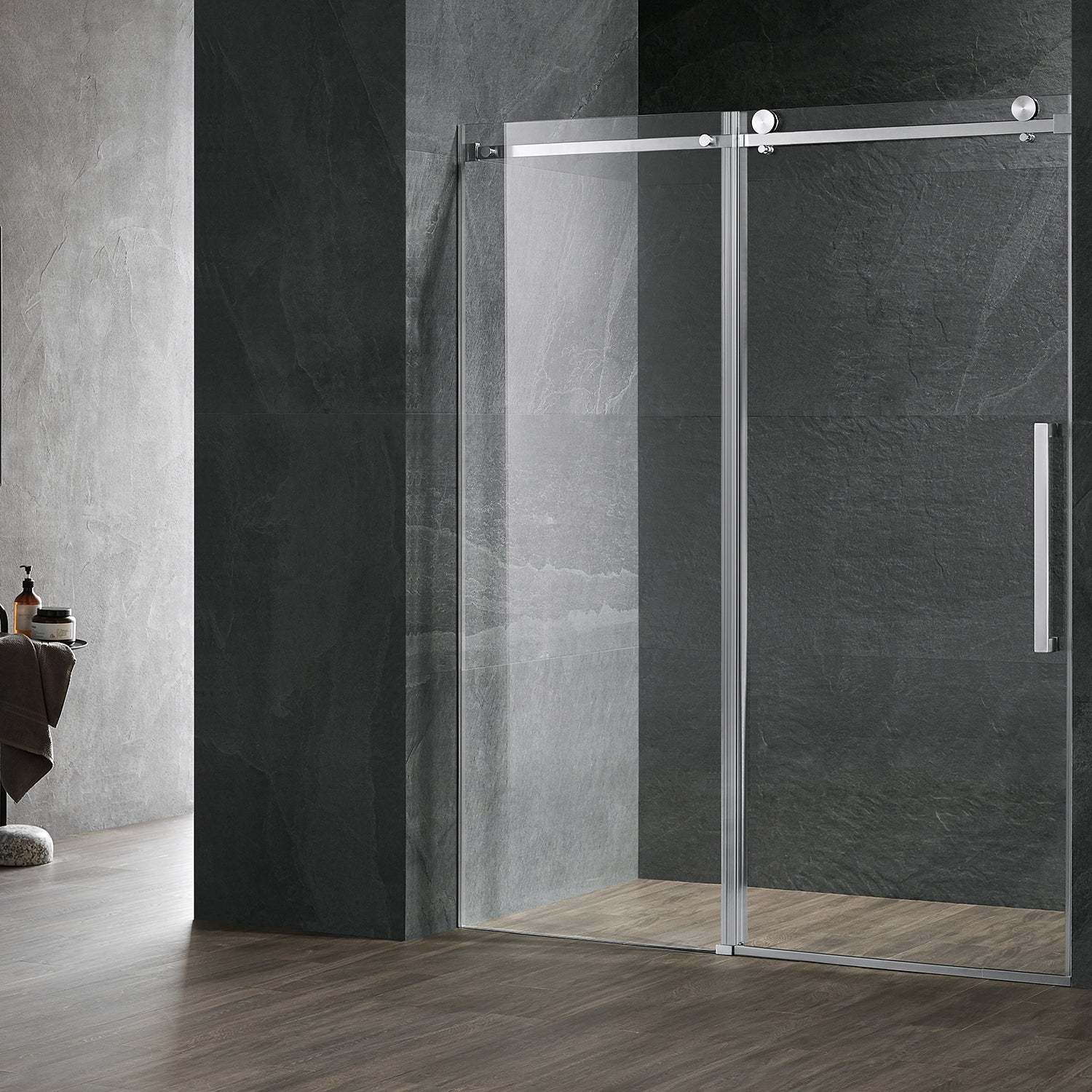 Serene Valley Square Rail Frameless Sliding Shower Door SVSD5003-7274BN, Easy-Clean Coating 3/8" Tempered Glass - 304 Stainless Steel Hardware in Brushed Nickel 68"- 72"W x 74"H-Serene Valley