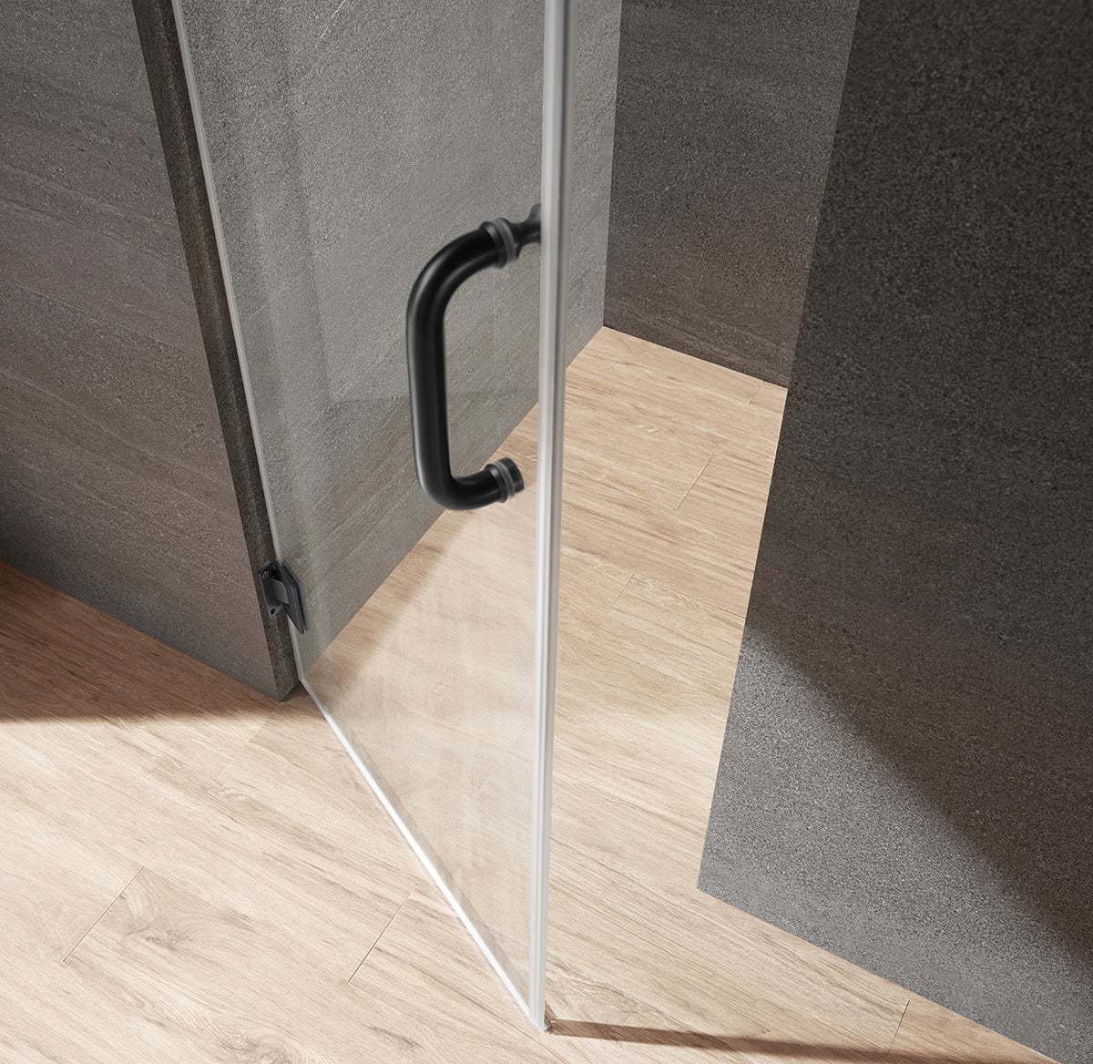 Serene Valley Frameless Hinged Shower Door SVSD5004-2472MB, 3/8" Tempered Glass with Easy-Clean Coating, 304 Stainless Steel Hardware in Matte Black 24"W x 72"H-Serene Valley