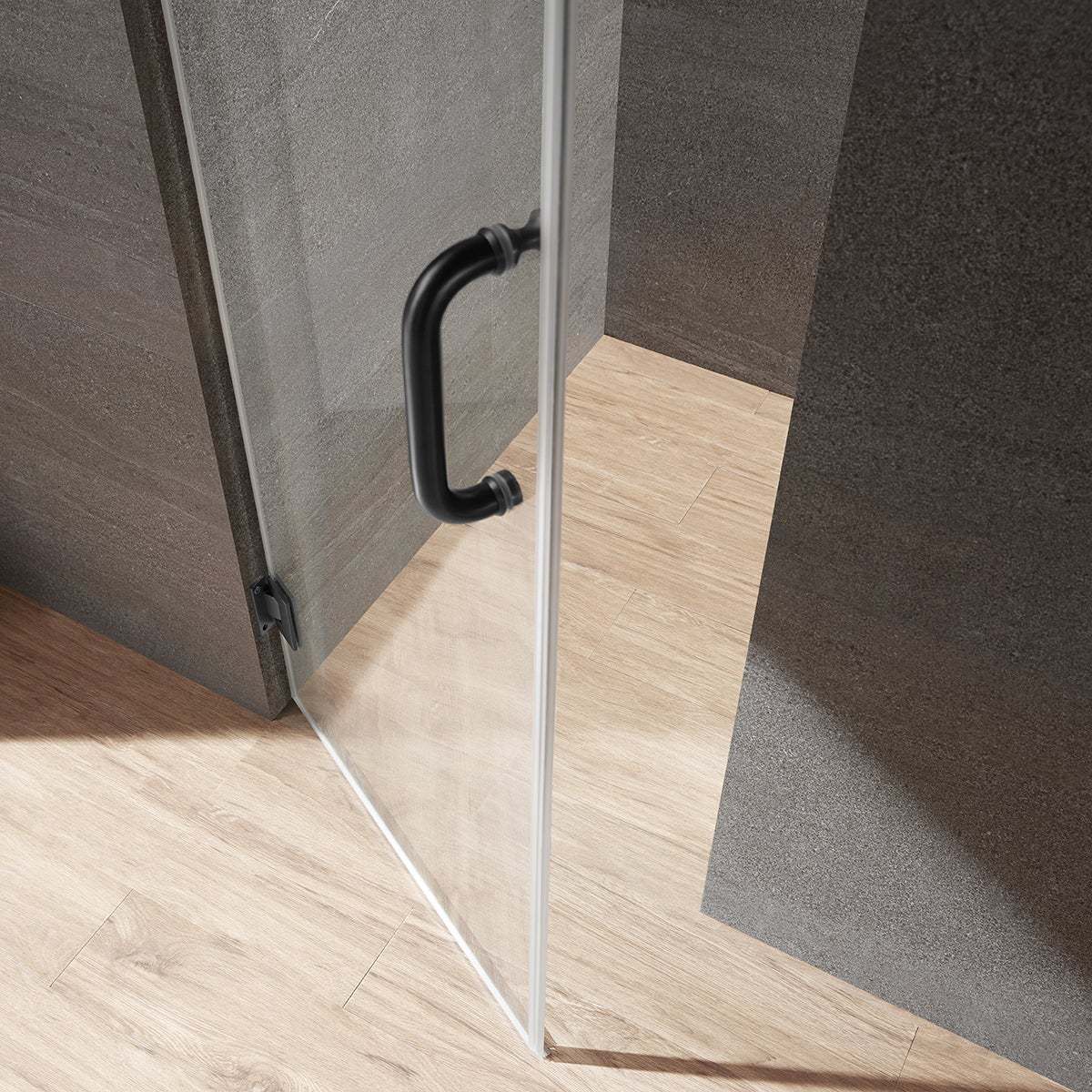 Serene Valley Frameless Hinged Shower Door SVSD5004-3072MB, 3/8" Tempered Glass with Easy-Clean Coating, 304 Stainless Steel Hardware in Matte Black 30"W x 72"H-Serene Valley