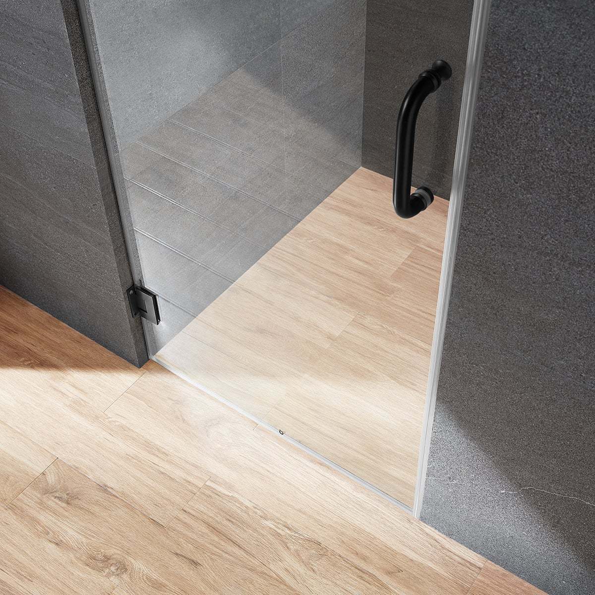 Serene Valley Frameless Hinged Shower Door SVSD5004-3072MB, 3/8" Tempered Glass with Easy-Clean Coating, 304 Stainless Steel Hardware in Matte Black 30"W x 72"H-Serene Valley