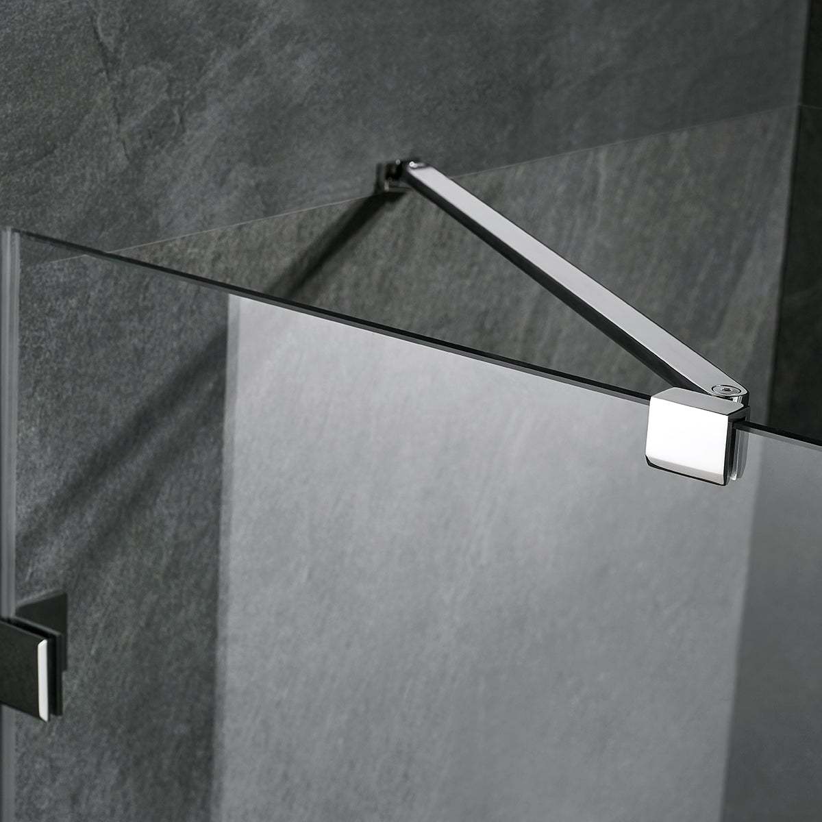 Serene Valley Frameless Hinged Shower Door with Inline Panel SVSD5004-5972CH, 3/8" Tempered Glass with Easy-Clean Coating, 304 Stainless Steel Hardware in Chrome 59"W x 72"H-Serene Valley