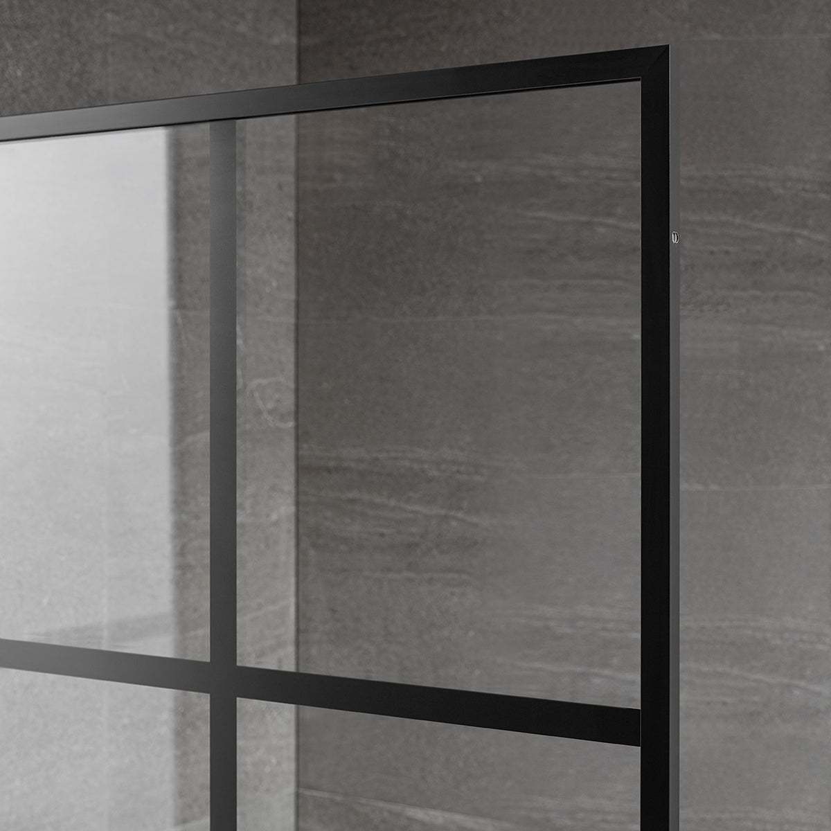 Serene Valley Stand-Alone Shower Screen SVSD5007-3474MB, 3/8" Tempered Glass with Easy-Clean Coating, Premium 304 Stainless Steel Construction with Reversible Installation, Matte Black Finish-Serene Valley