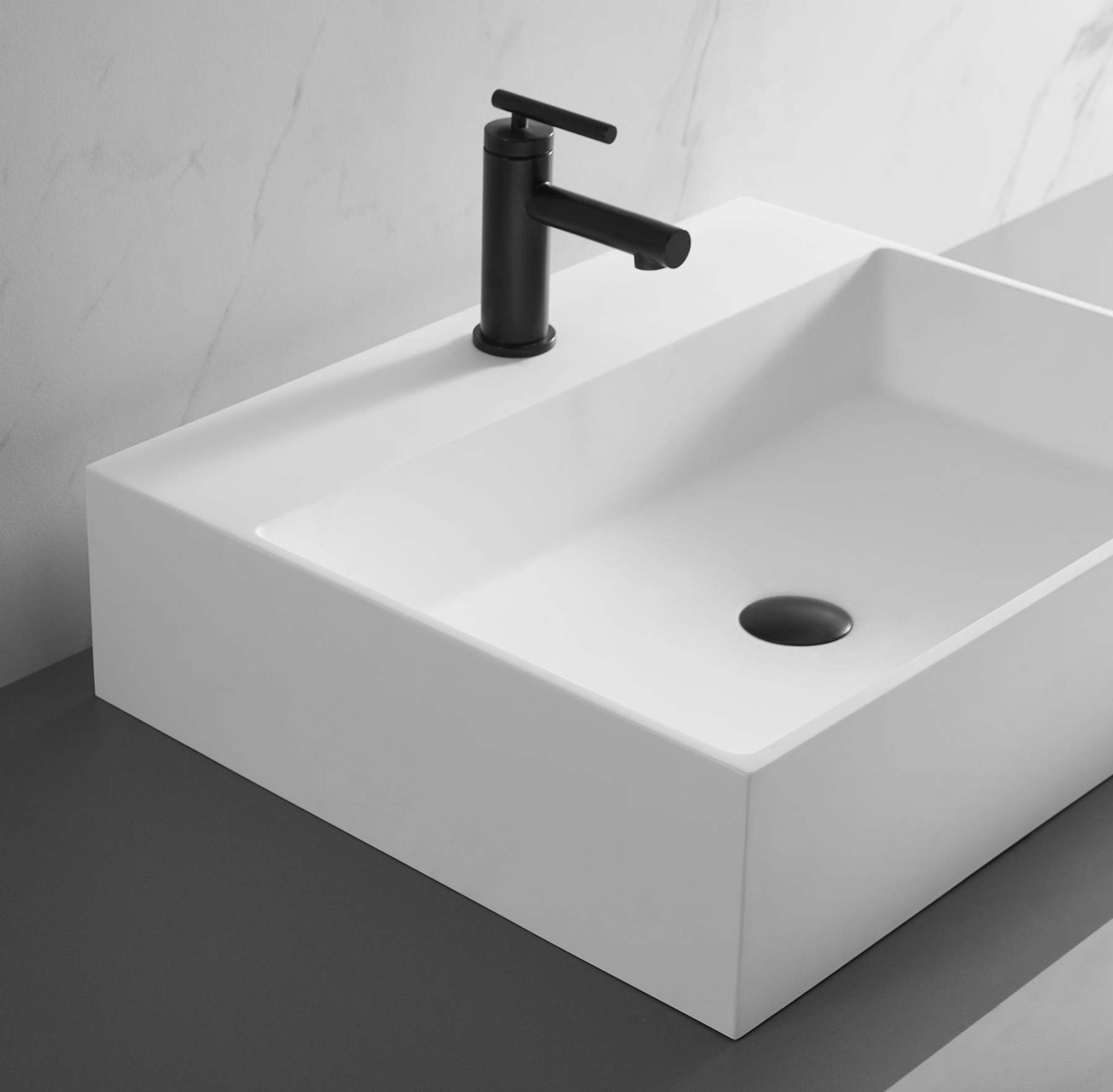 Bathroom sink, Wall-Mount or Countertop Install, 26" Solid Surface in Matte White with Single Faucet Hole， SVWS601-26WH-Serene Valley