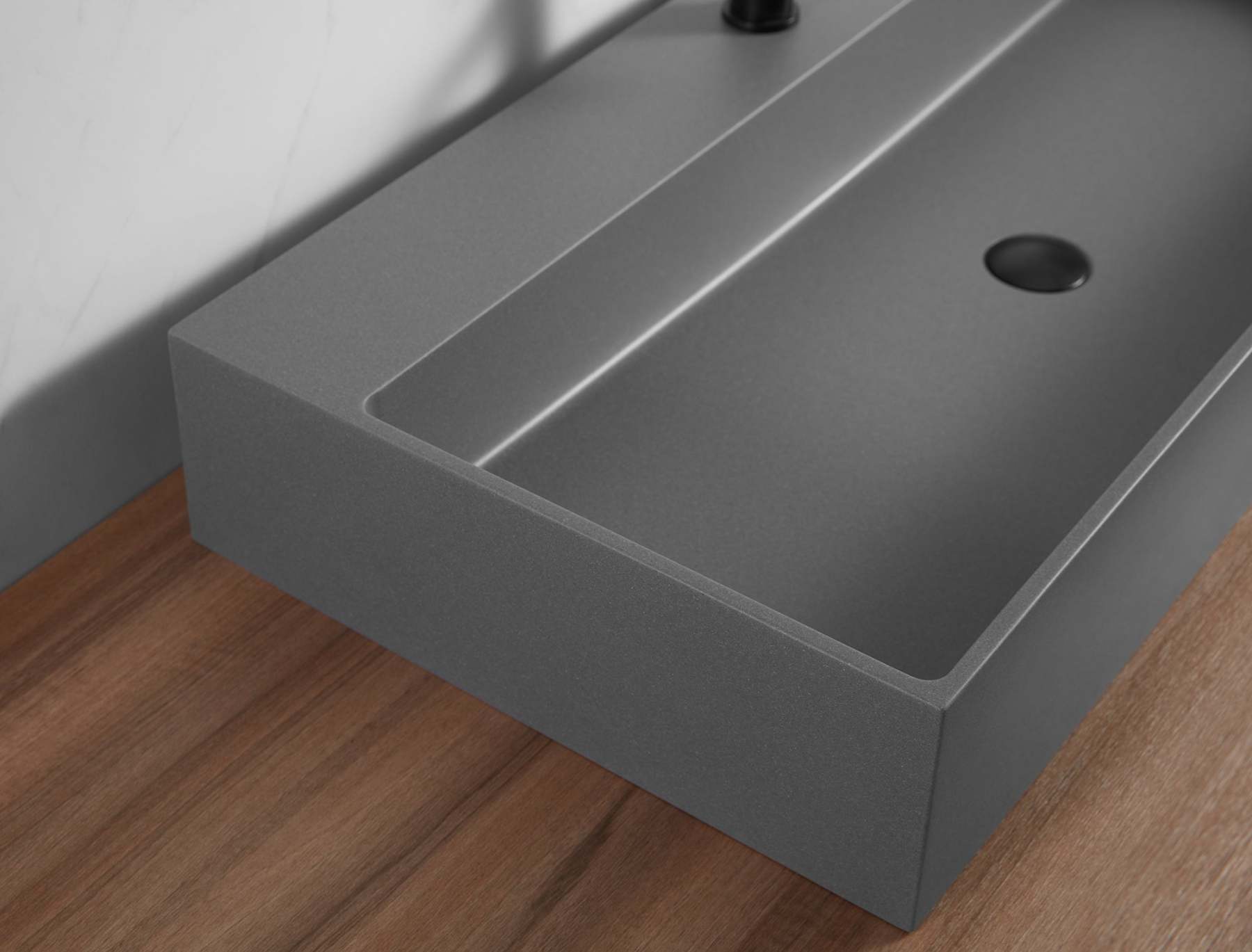 Bathroom sink, Wall-Mount or Countertop Install, 32" Composite Material in Matte Gray with Single Faucet Hole， SVWS601-32GR-Serene Valley