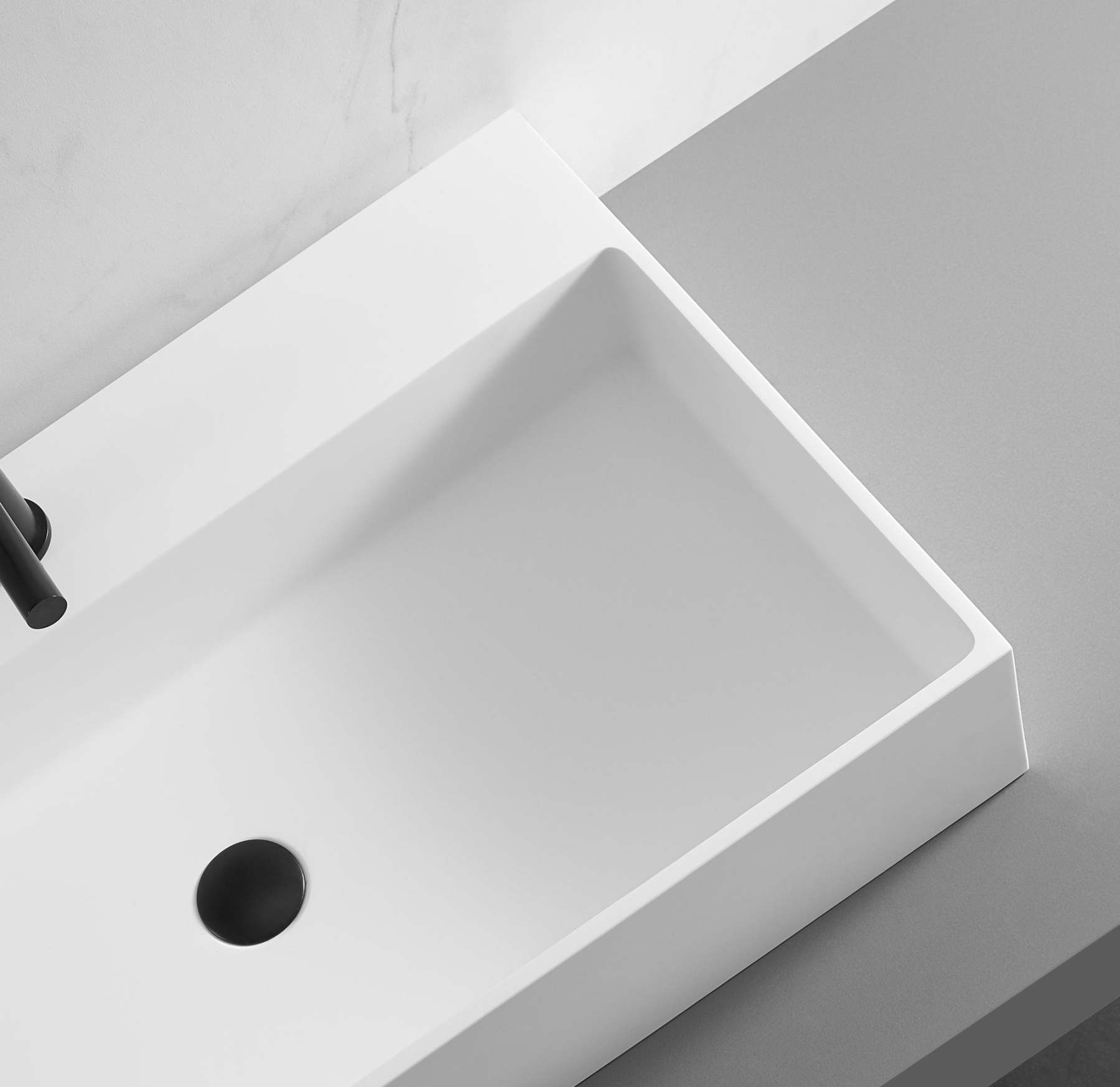 Bathroom sink, Wall-Mount or Countertop Install, 32" Solid Surface in Matte White with Single Faucet Hole， SVWS601-32WH-Serene Valley