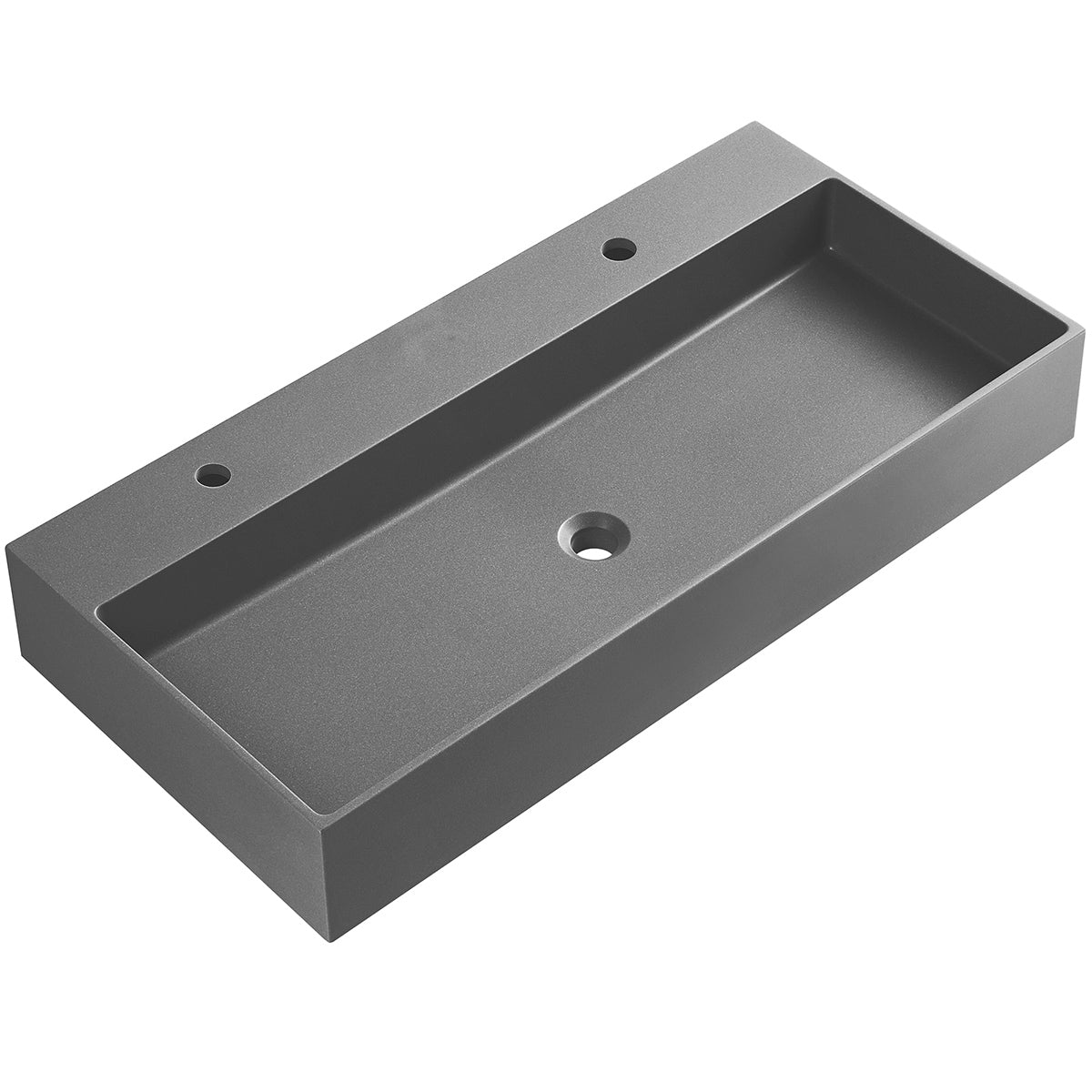 Serene Valley Bathroom Sink, Wall-Mount Install or On Countertop, 47" with Single Faucet Hole, Premium Granite Material in Matte Gray-Serene Valley
