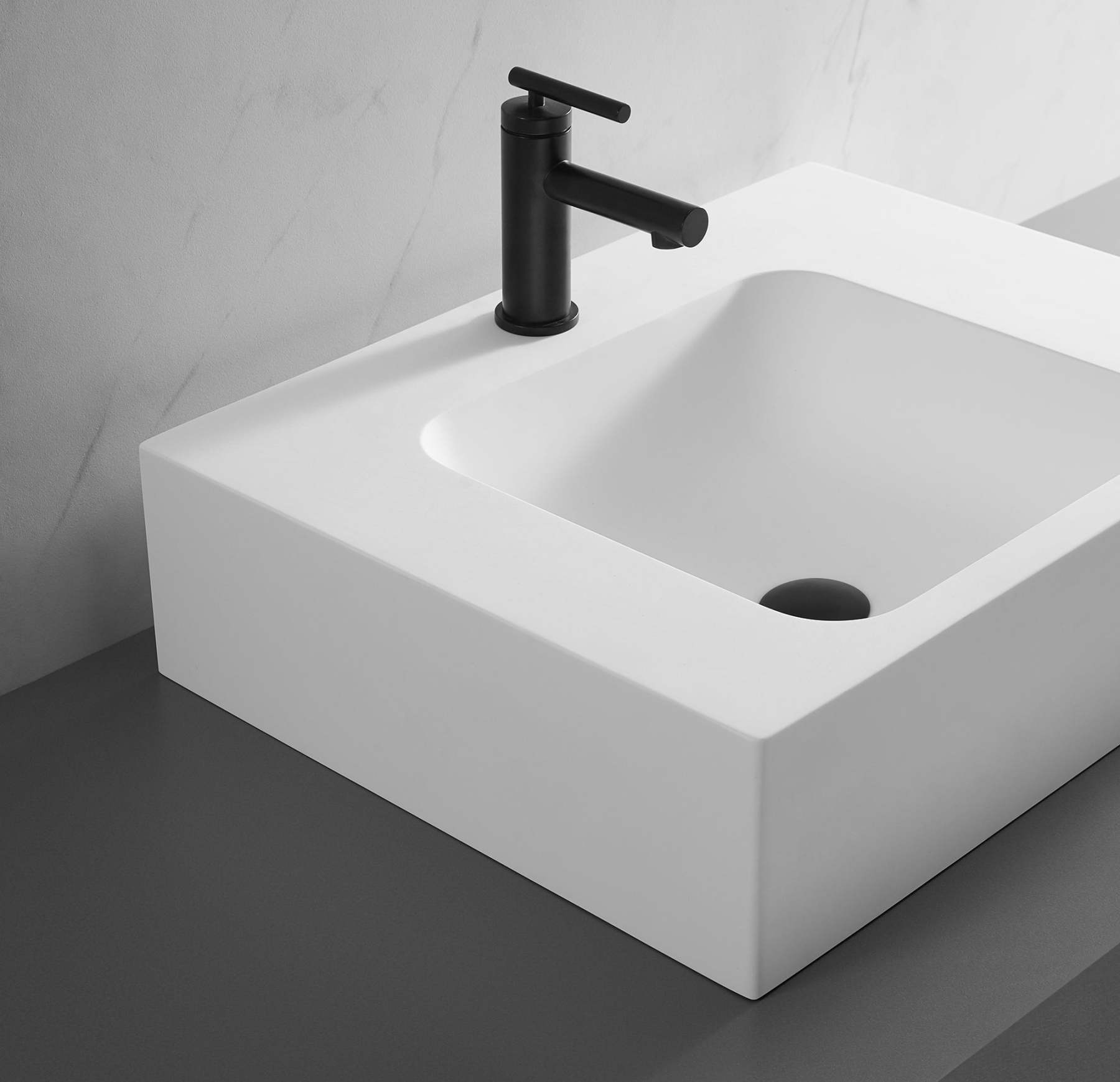 Bathroom Sink, Solid Surface Material, Wall-Mount or Countertop Install, 26" with Single Faucet Hole in Matte White， SVWS602-26WH-Serene Valley