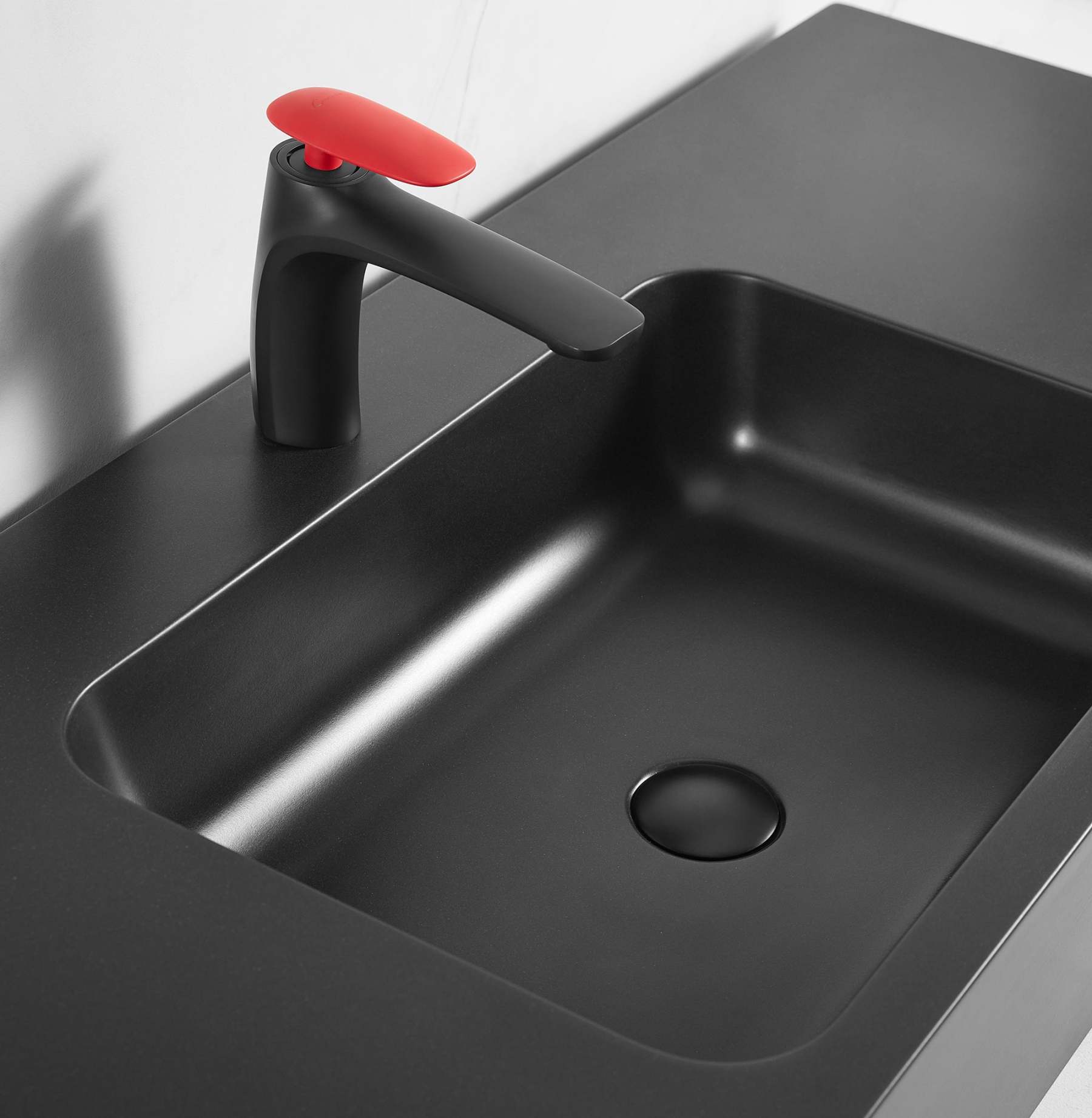 Bathroom Sink, Solid Surface Material, Wall-Mount or Countertop Install, 32" with Single Faucet Hole in Matte Black， SVWS602-32BK-Serene Valley