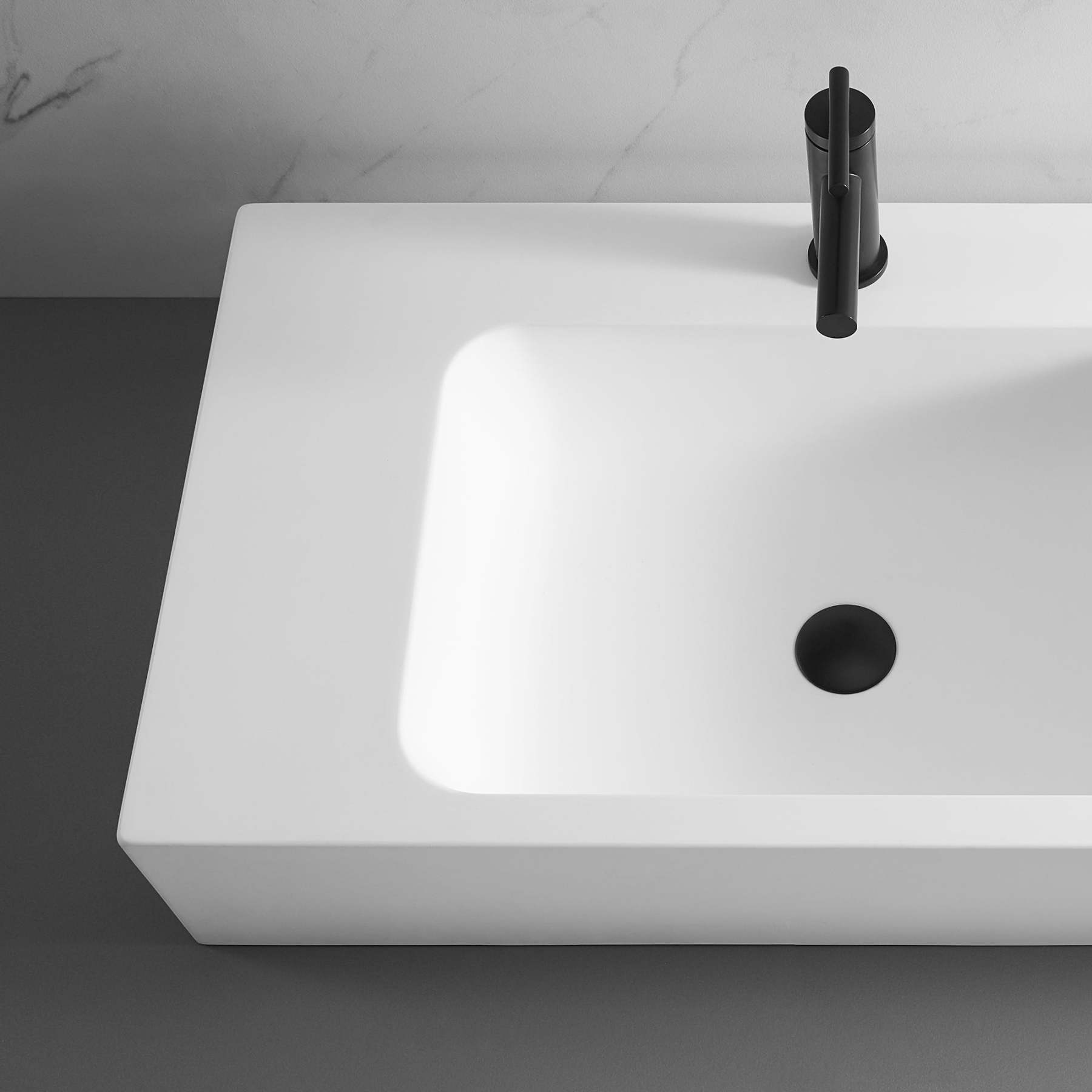 Bathroom Sink, Solid Surface Material, Wall-Mount or Countertop Install, 32" with Single Faucet Hole in Matte White， SVWS602-32WH-Serene Valley