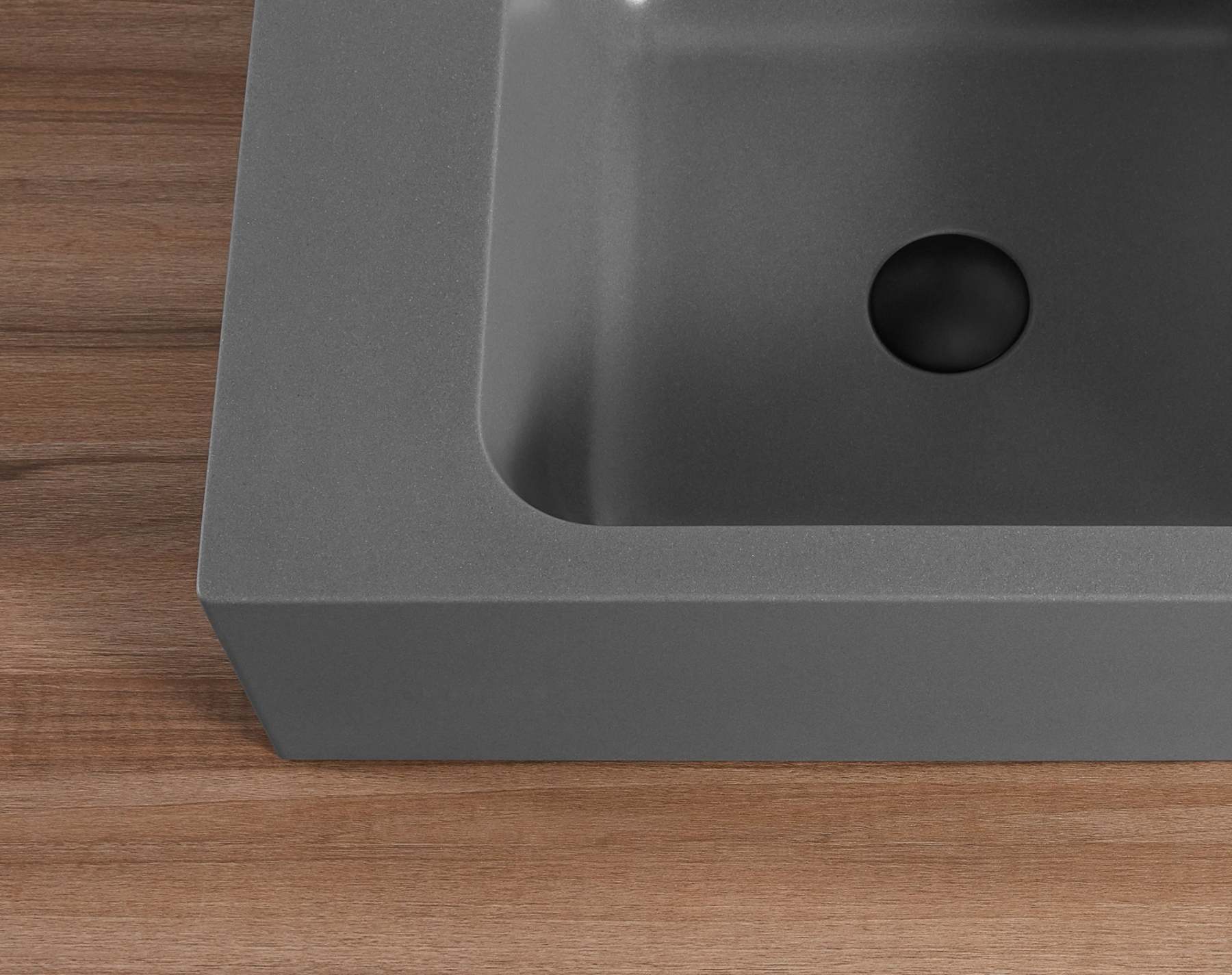 Bathroom Sink, Solid Surface Material, Wall-Mount or Countertop Install, 26" with Single Faucet Hole in Matte Gray， SVWS602-26GR-Serene Valley