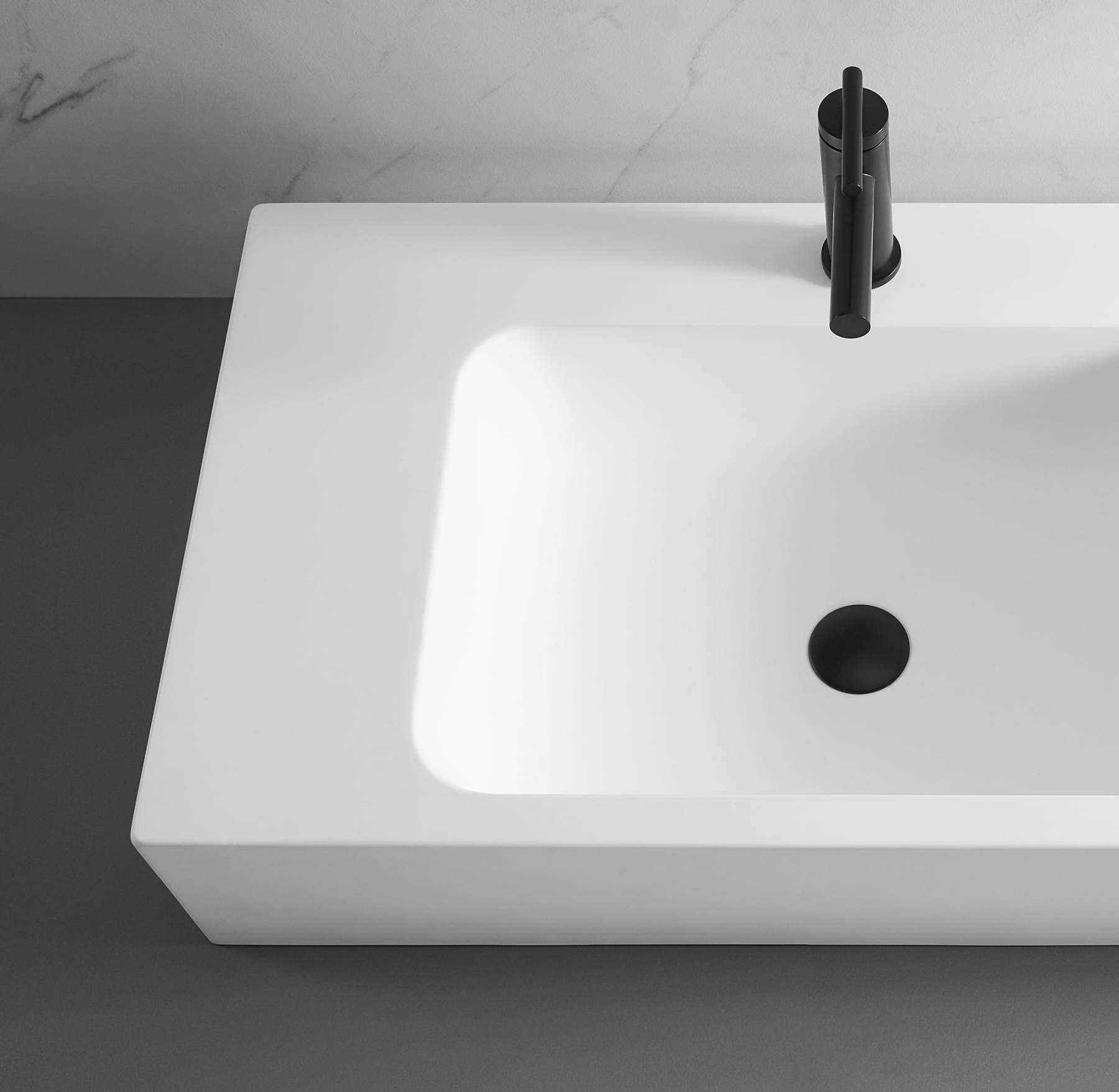 Bathroom Sink, Solid Surface Material, Wall-Mount or Countertop Install, 26" with Single Faucet Hole in Matte White， SVWS602-26WH-Serene Valley