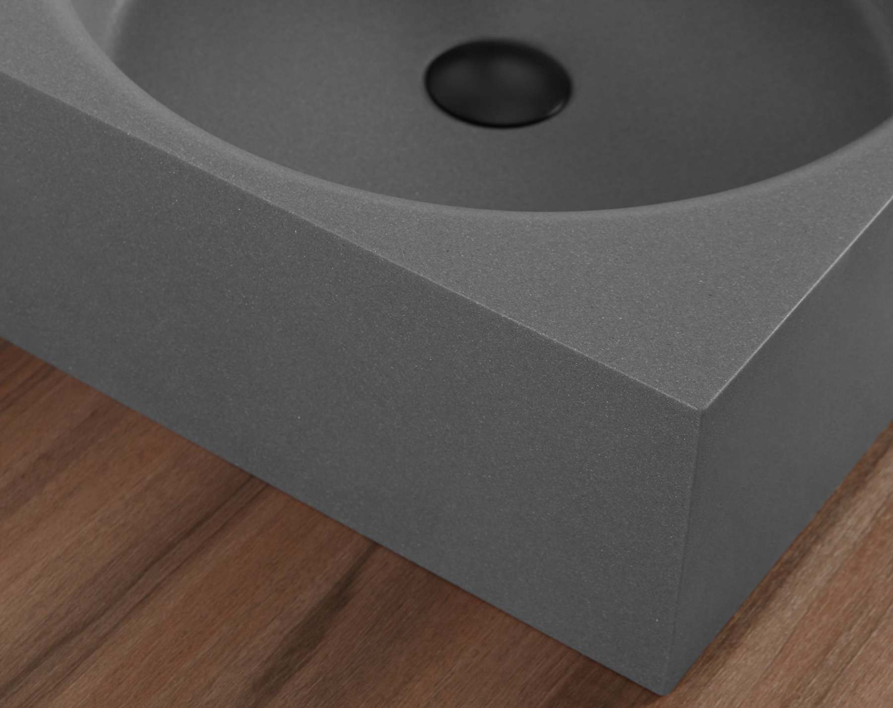 Bathroom Sink, Solid Surface Material, Wall-Mount or Countertop Install, 26" with Single Faucet Hole in Matte Gray， SVWS603L-26GR-Serene Valley