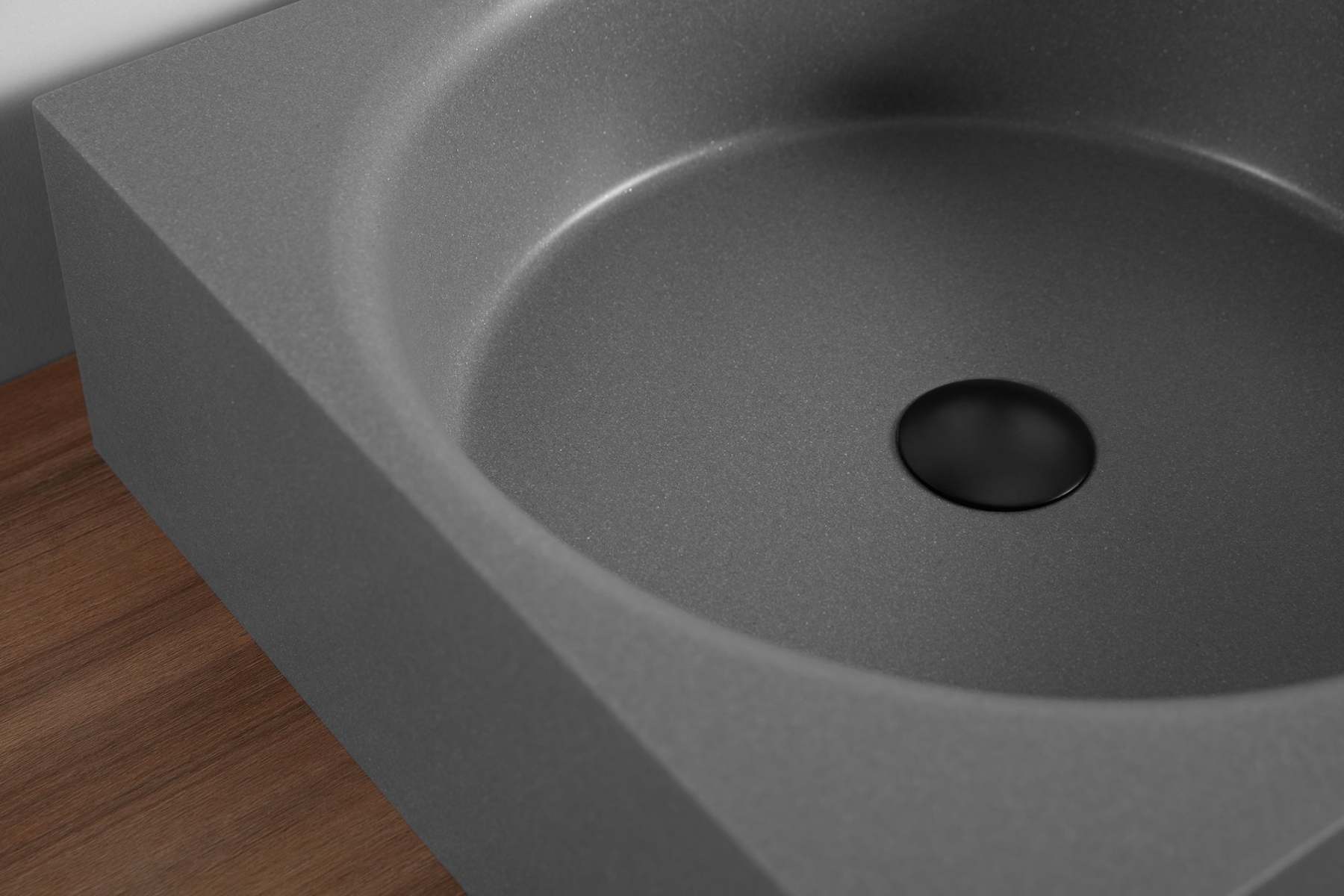 Bathroom Sink, Solid Surface Material, Wall-Mount or Countertop Install, 40" with Single Faucet Hole in Matte Gray， SVWS603L-40GR-Serene Valley