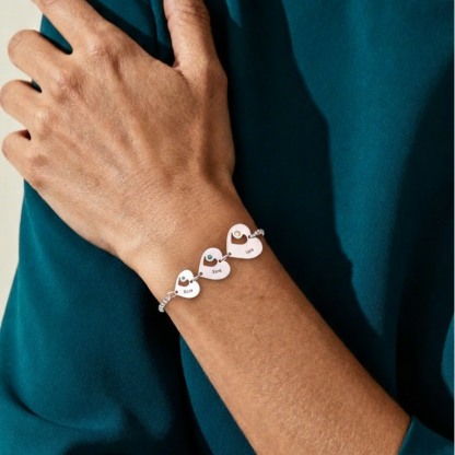 Herz-Armband mit Gravur von 1–6 Namen & Geburtssteinen